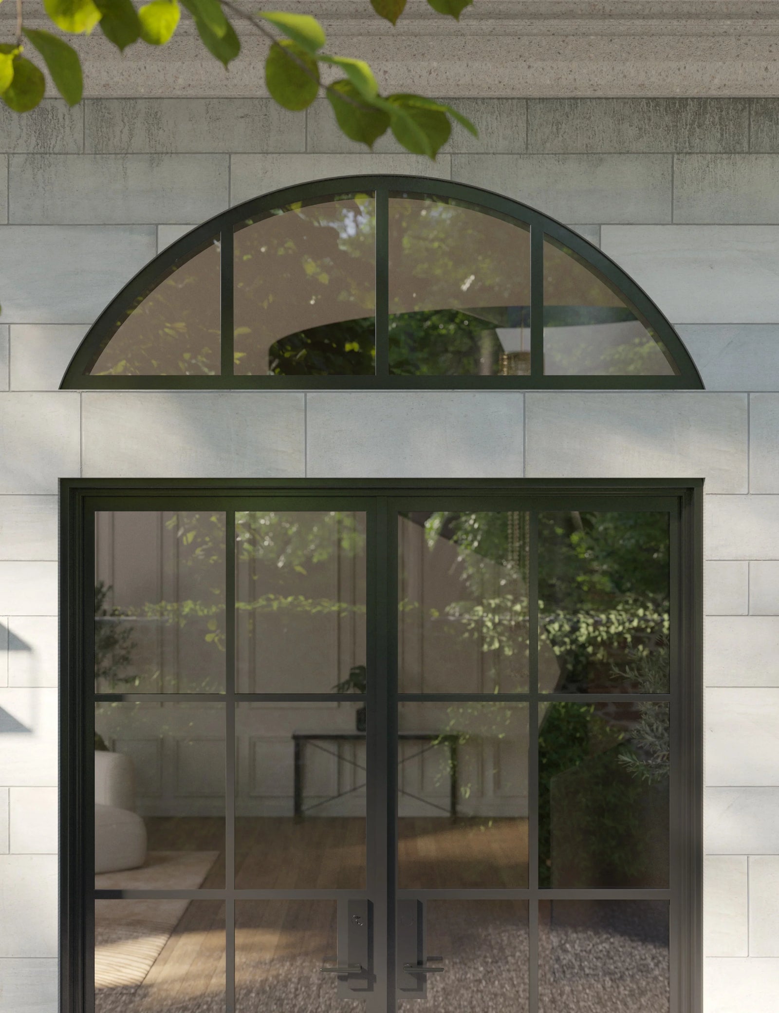 architectural full arch transom with thermal barrier