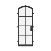 Single arch exterior steel door with tempered glass panel