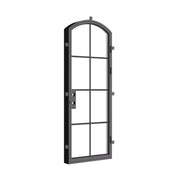Contemporary single arch exterior steel door with safety glass