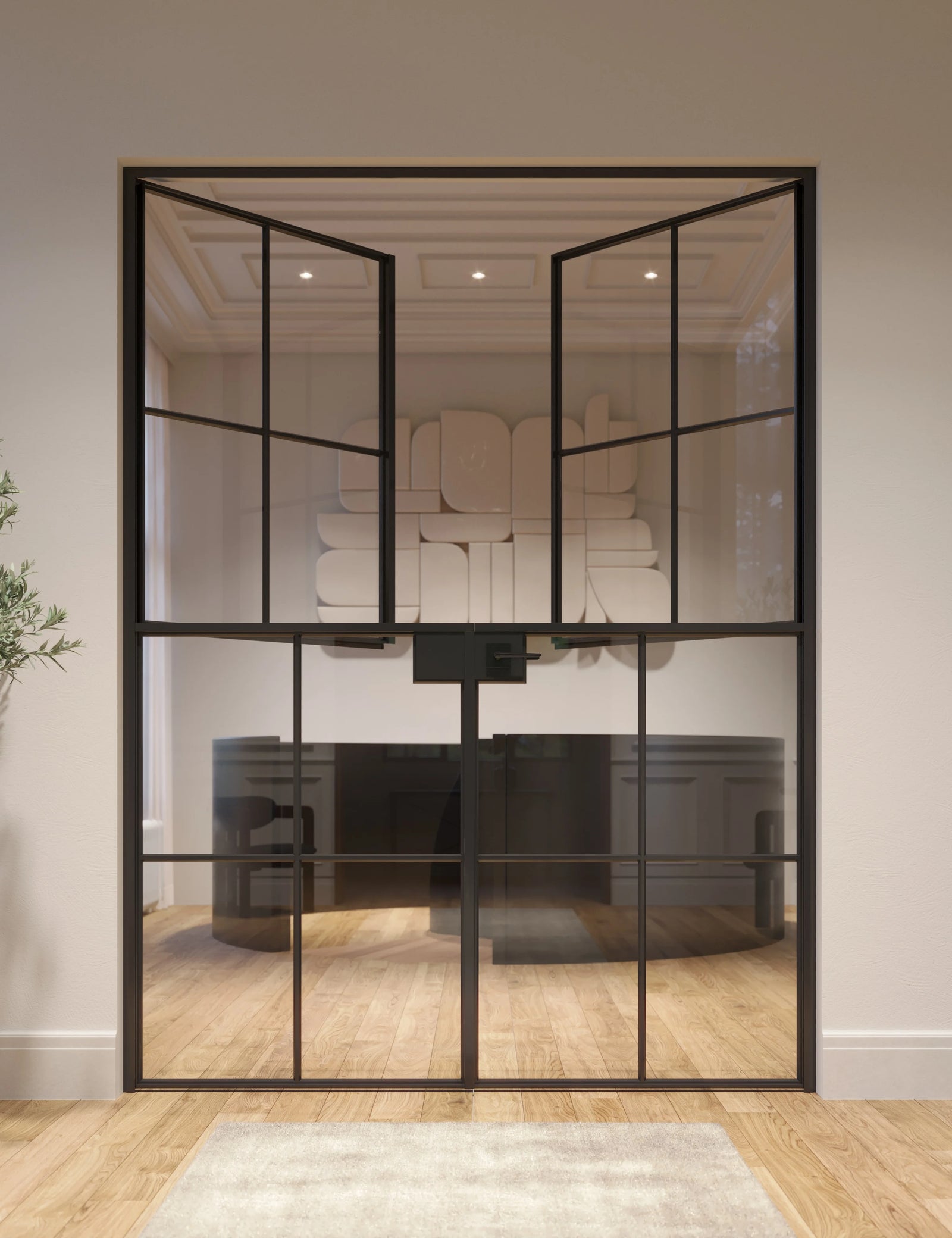 Interior Dutch double flat hot-rolled steel doors with glass