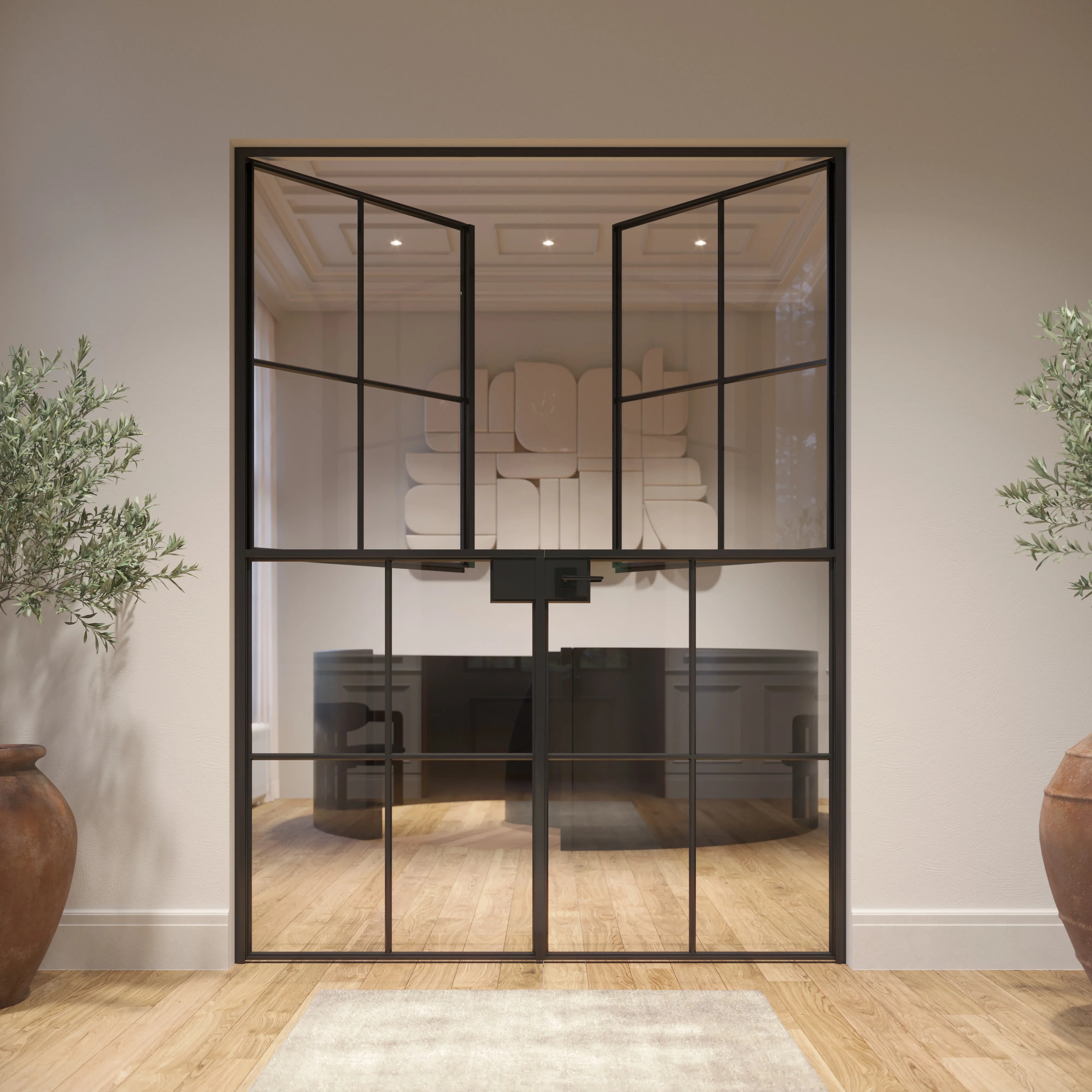 Interior Dutch double flat hot-rolled steel doors with glass
