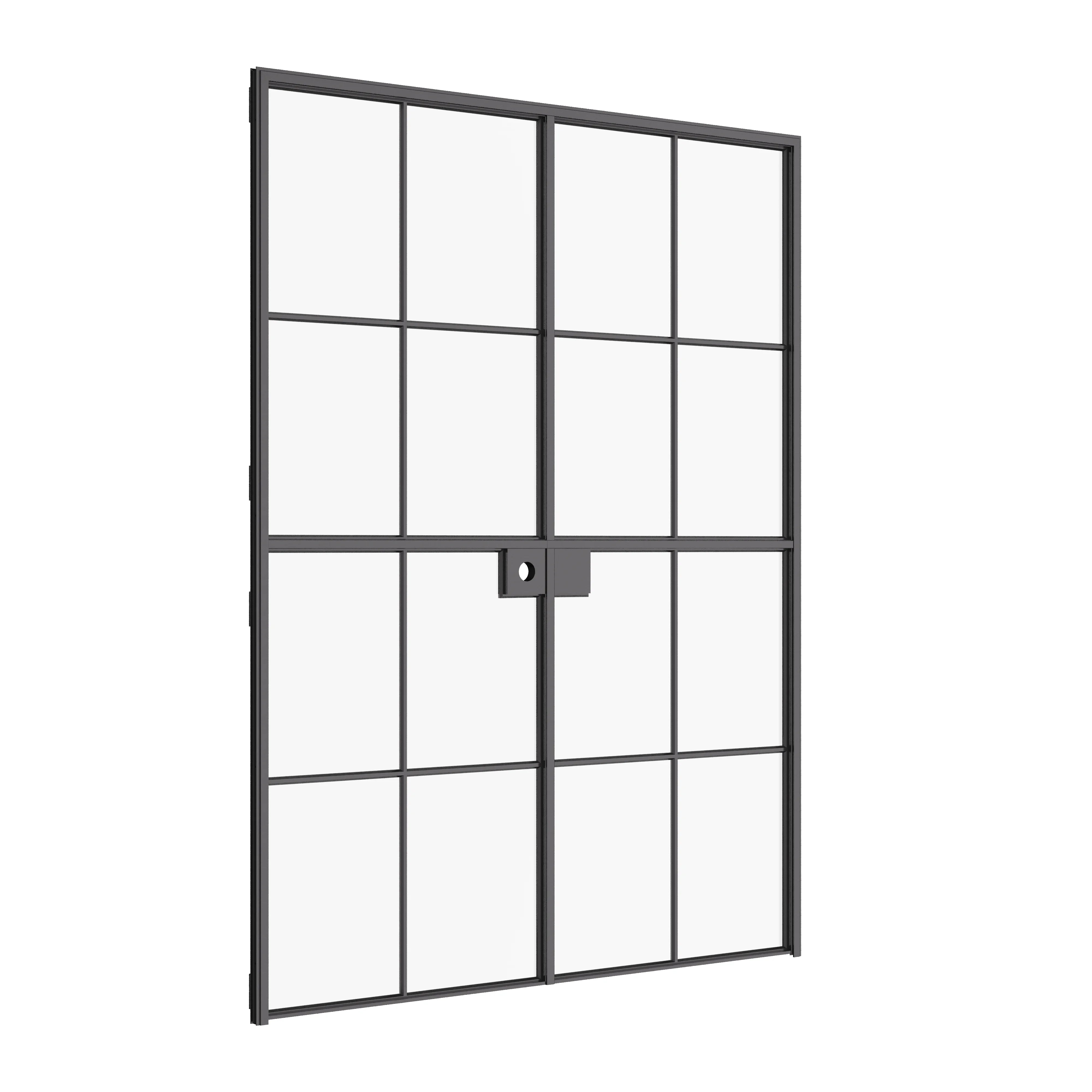 Interior Dutch double flat modular steel doors, black finish