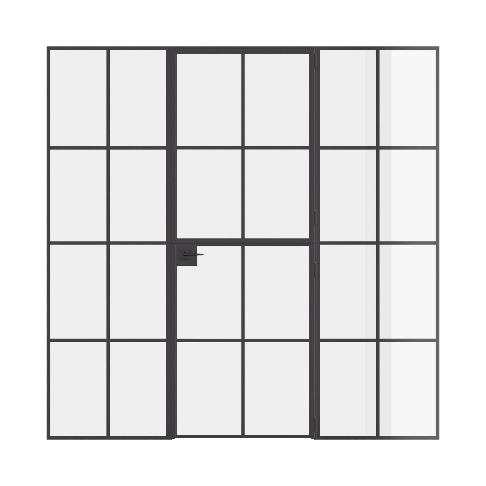 Air 5 Dutch single flat interior door with side windows in black steel and tempered glass