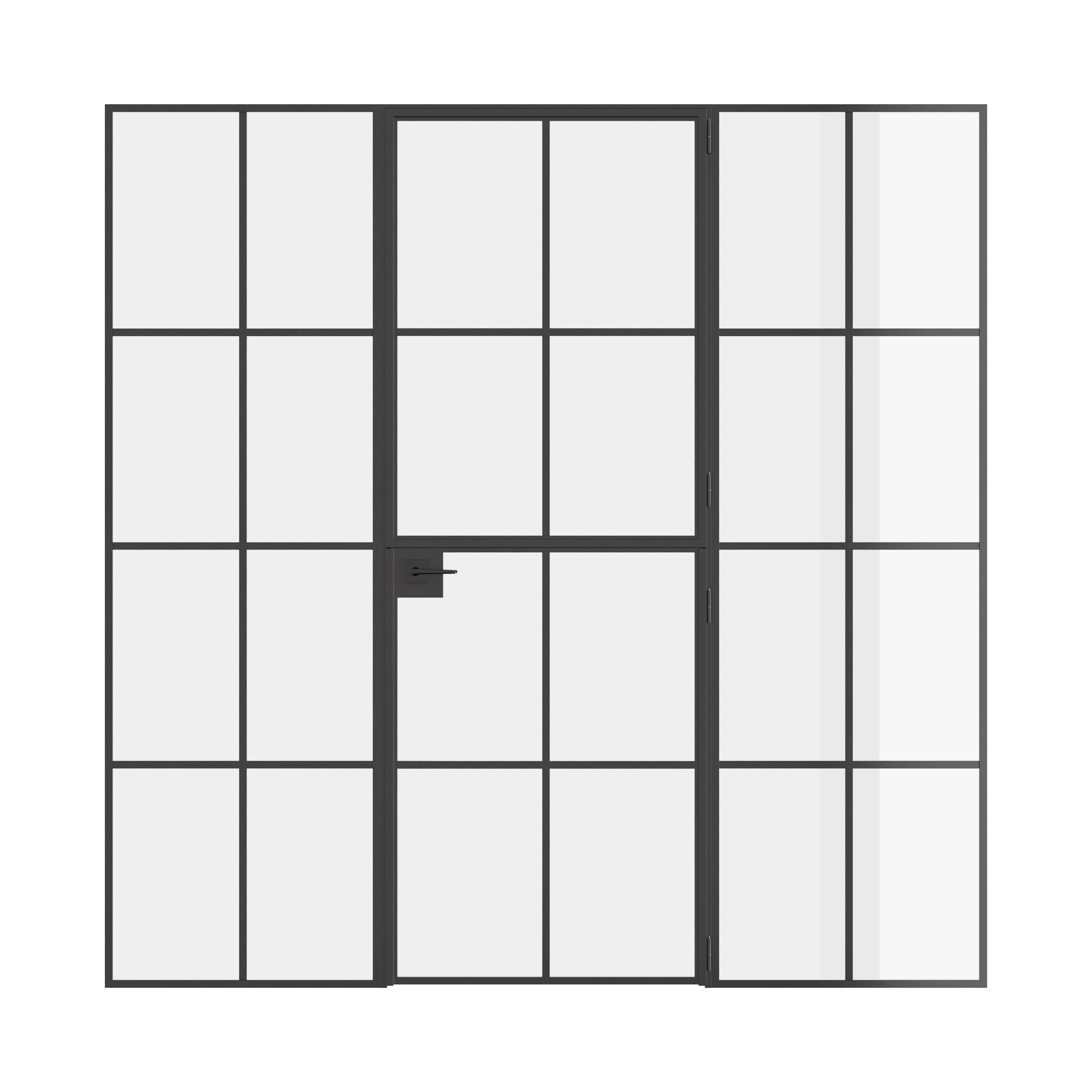 Air 5 Dutch single flat interior door with side windows in black steel and tempered glass