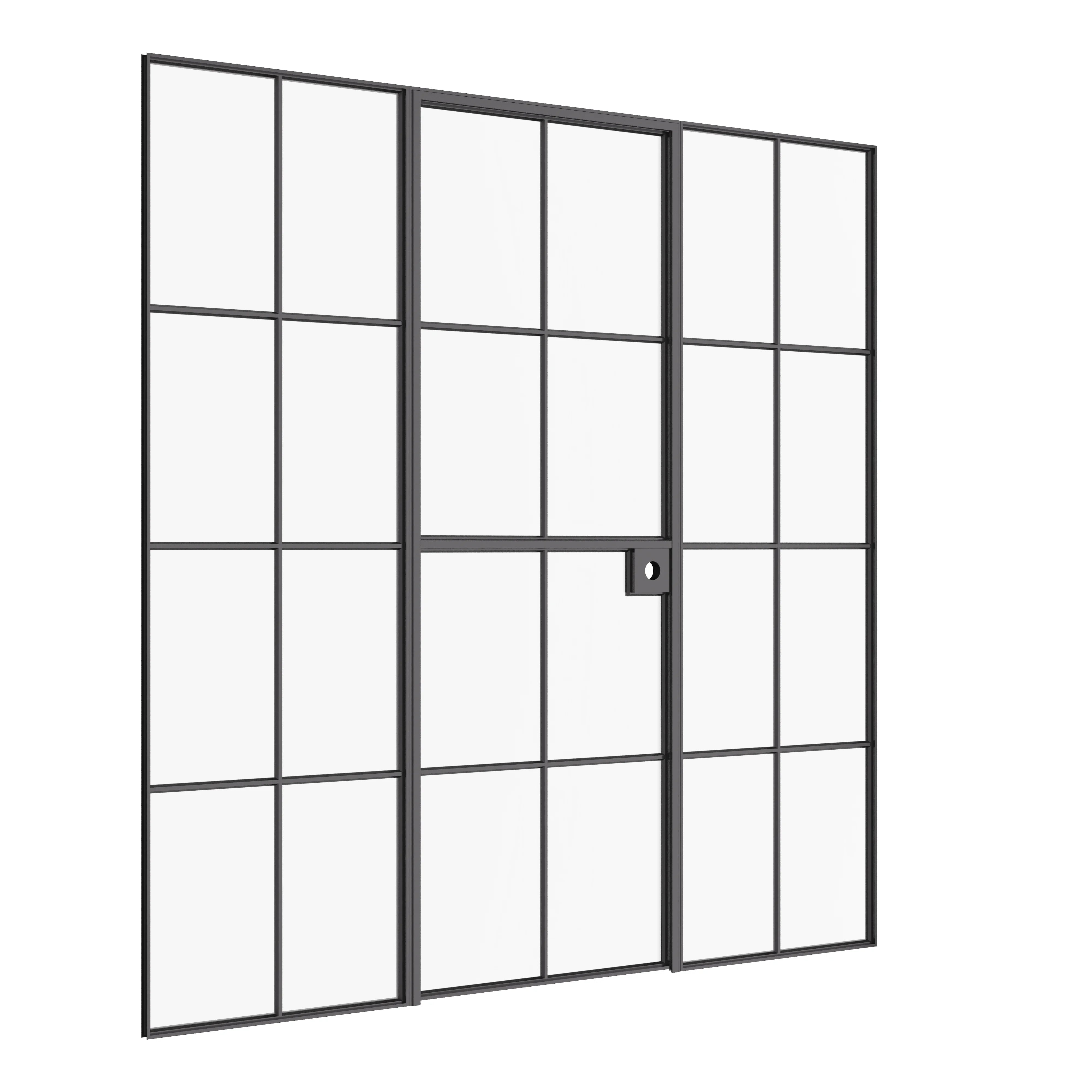 Air 5 Dutch single flat interior door with side glass panels and modular steel frame