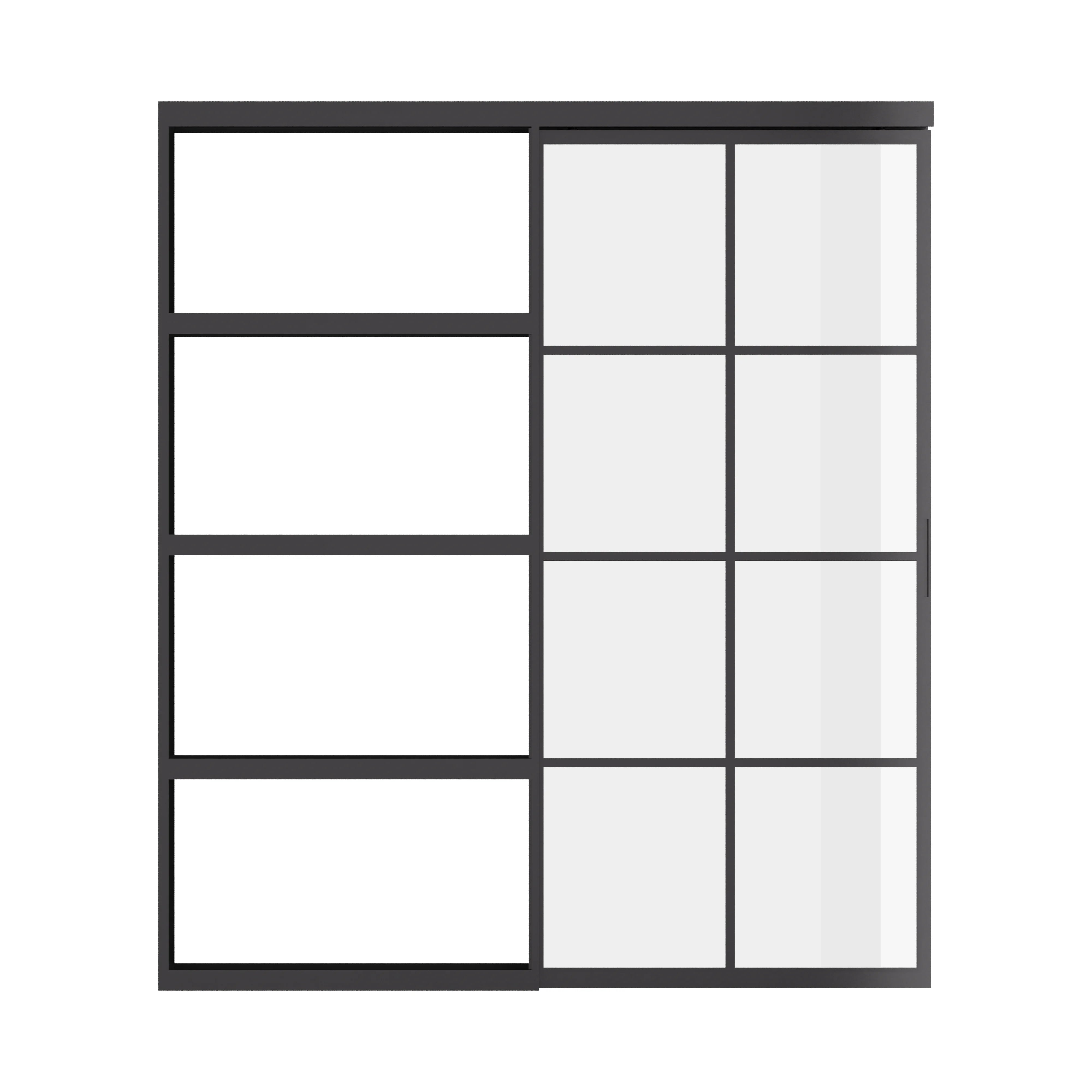 Air 5 interior pocket top track slider single flat in black hot-rolled steel with single pane tempered glass
