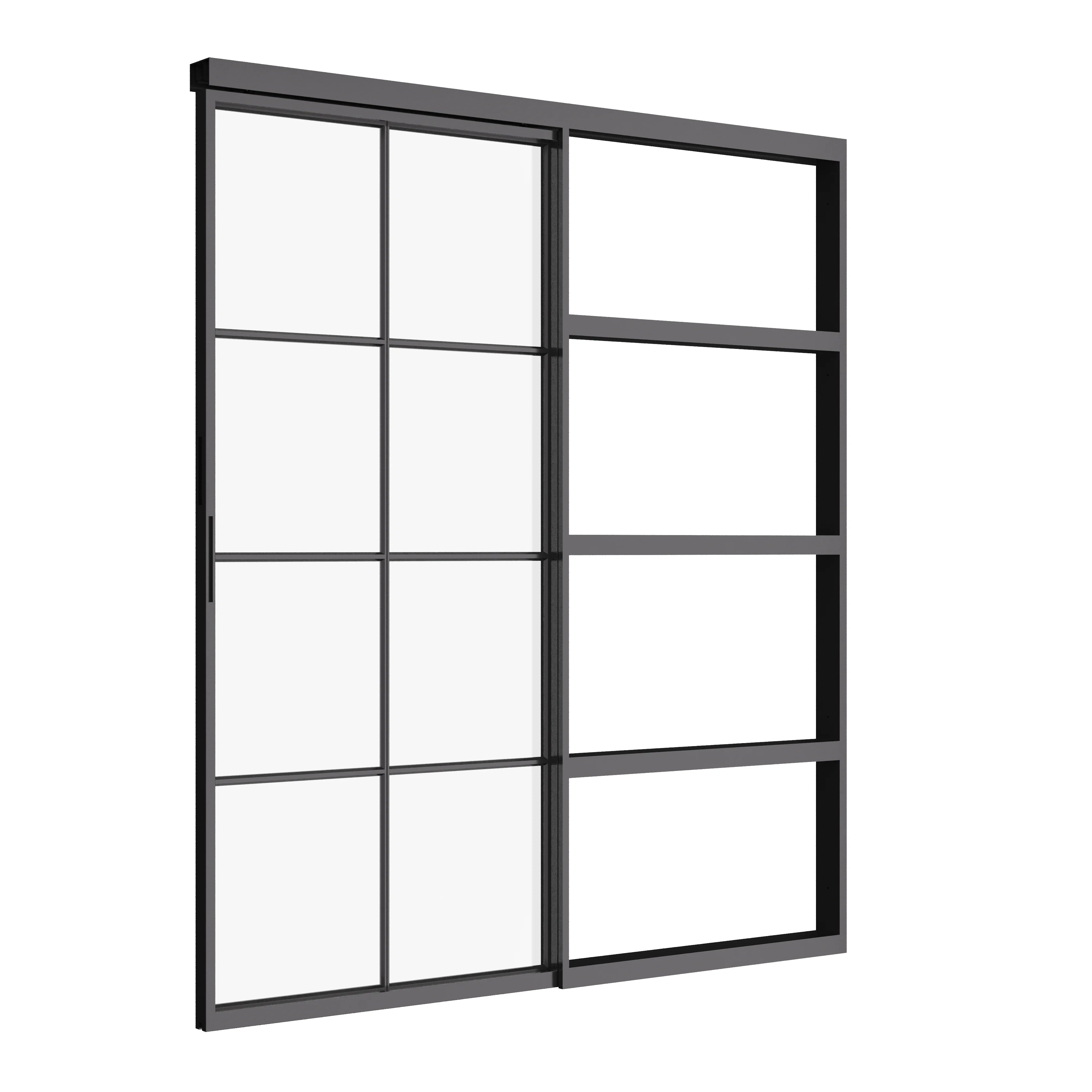 Air 5 interior single flat pocket slider in black steel and tempered glass, factory style