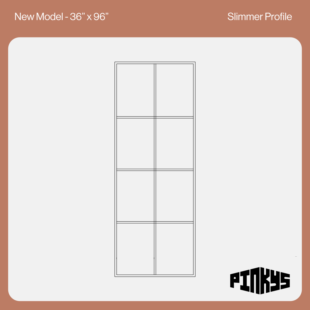 New Model Interior Side Window CAD at 36 by 96 inches with 3 mullions