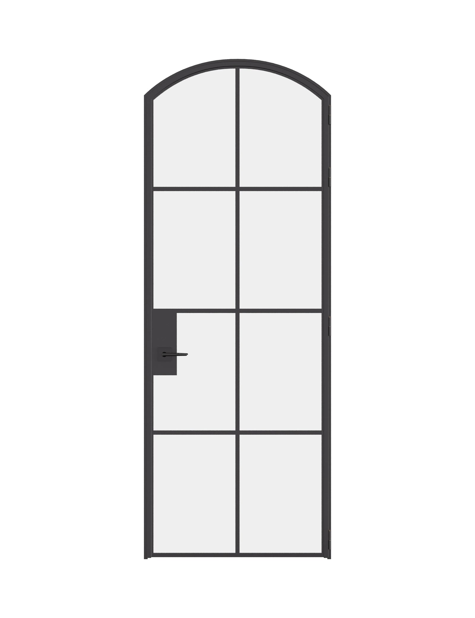 Interior single arch hot-rolled steel door with tempered glass