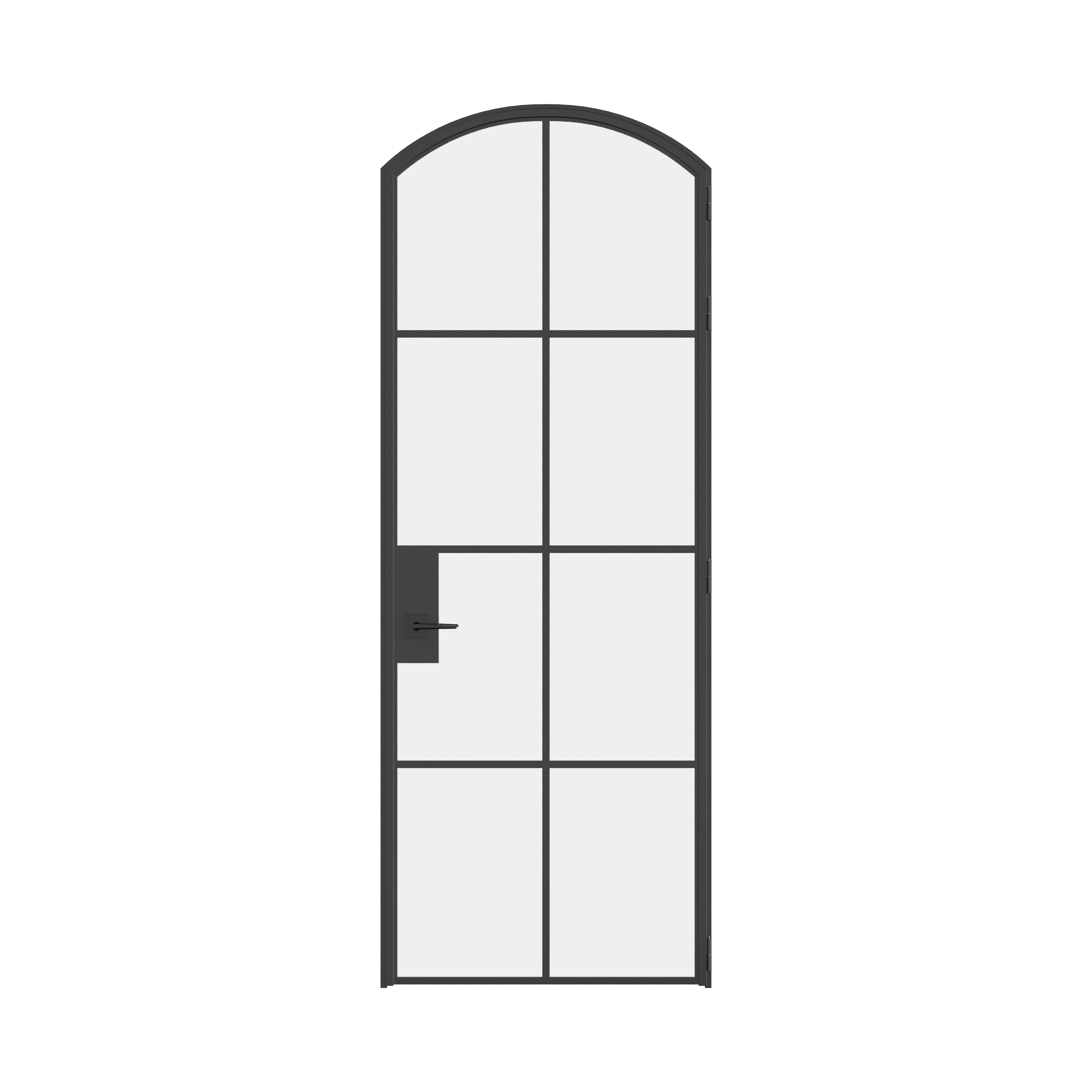 Interior single arch hot-rolled steel door with tempered glass
