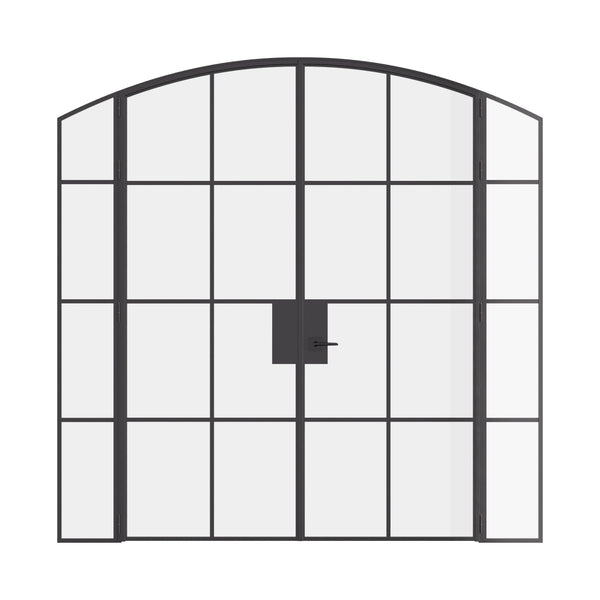 Air 5 double arch interior doors with side windows in solid steel factory style design
