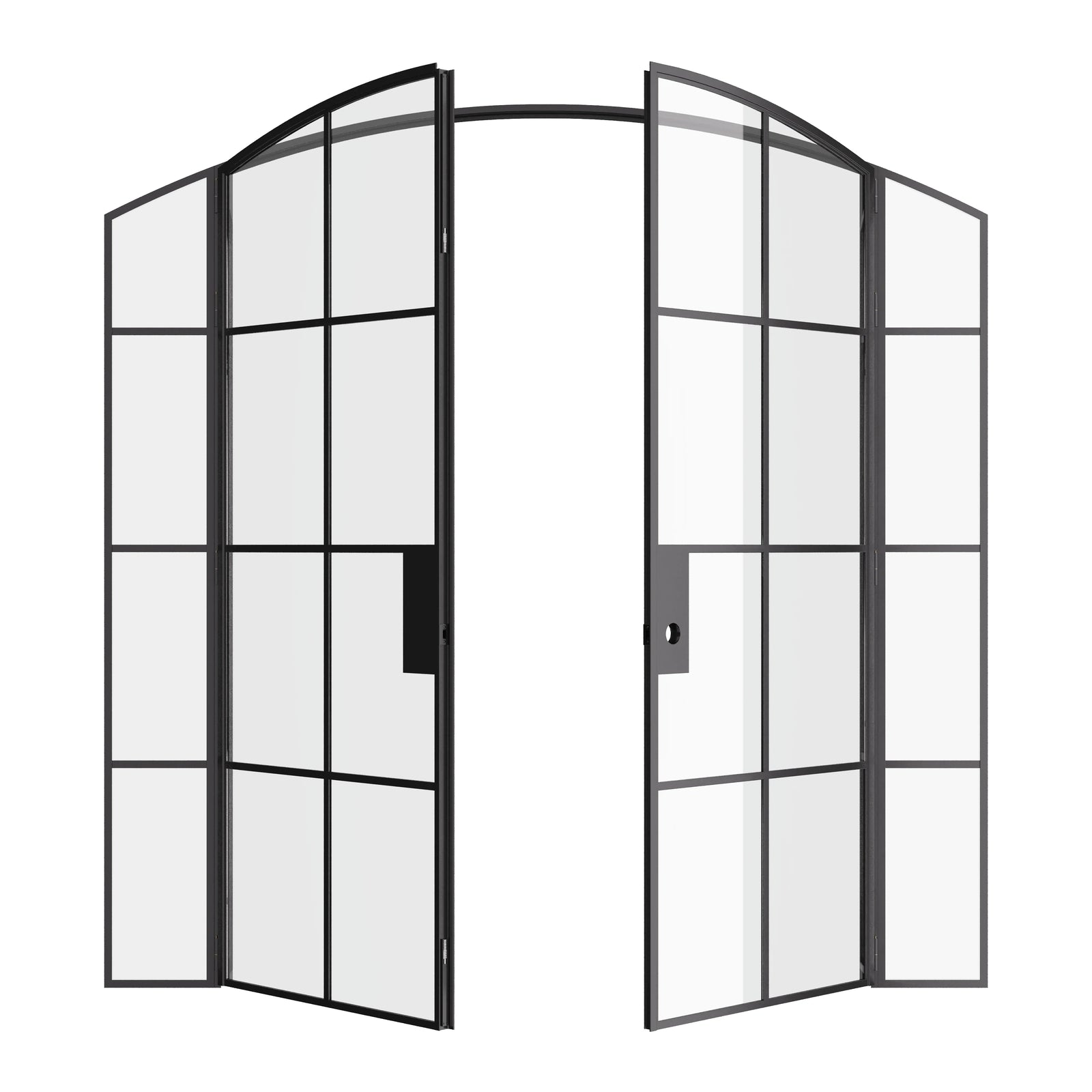 Air 5 double interior arch doors and sidelights in hot-rolled steel construction