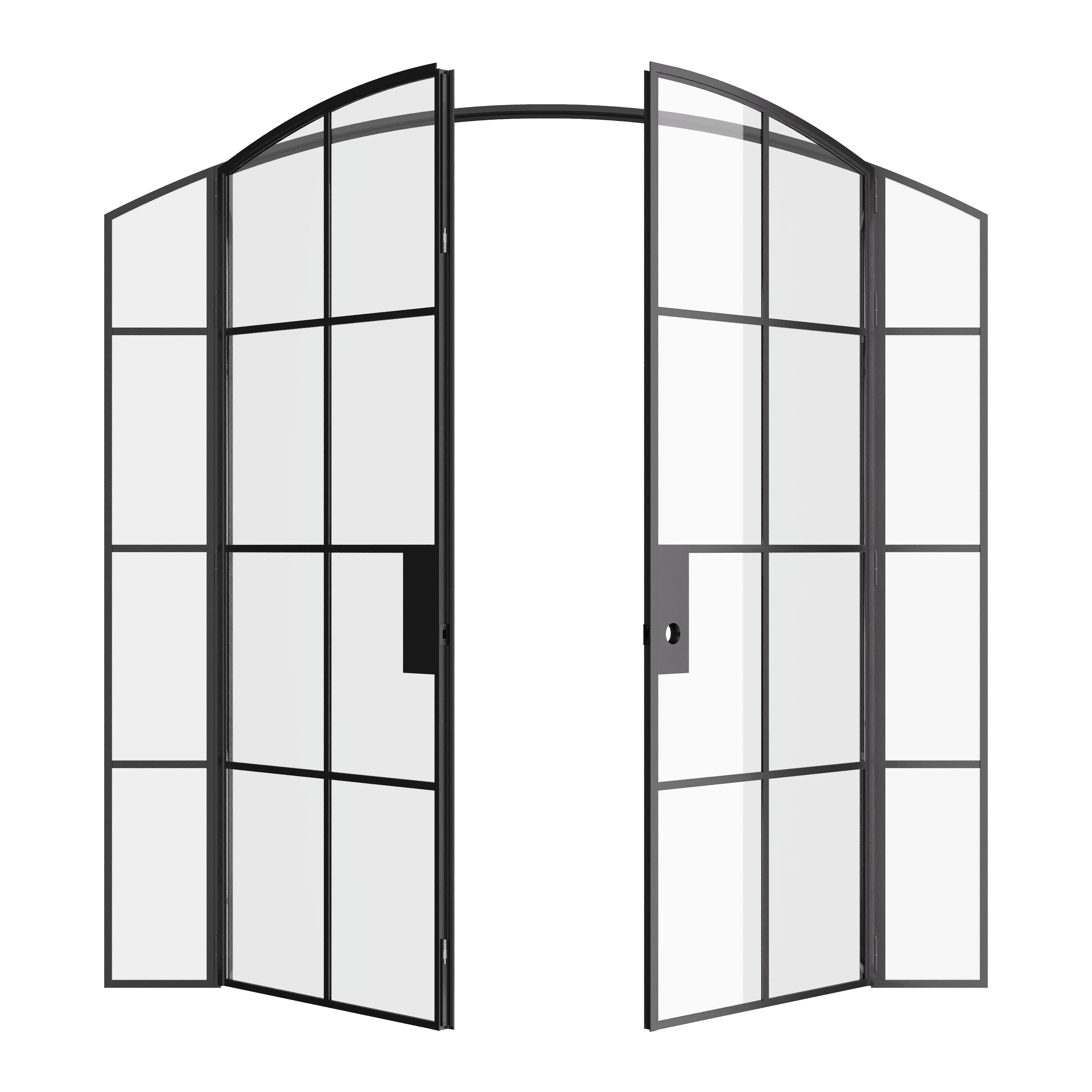 Air 5 double interior arch doors and sidelights in hot-rolled steel construction