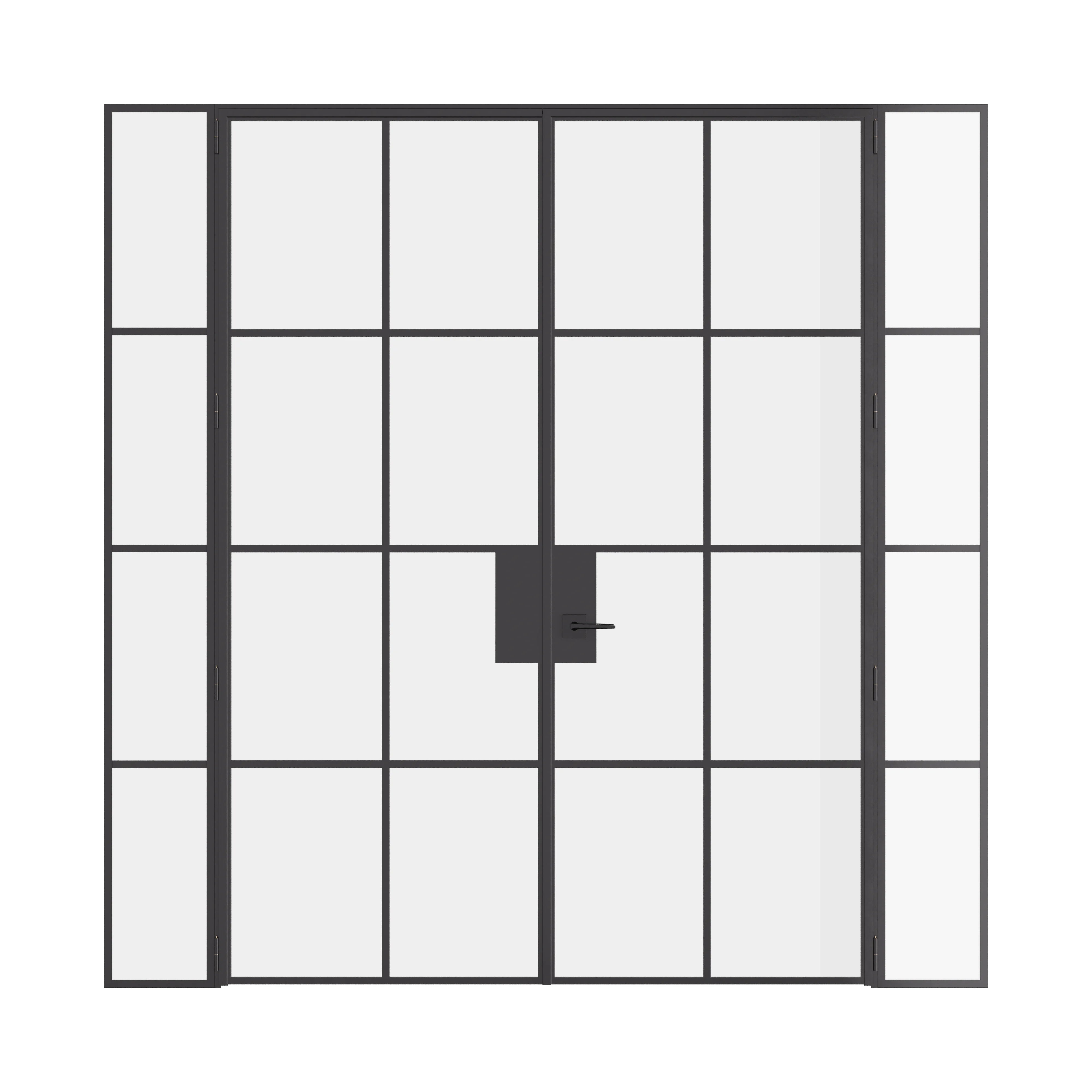 Air 5 interior double flat steel doors with sidelights, black finish