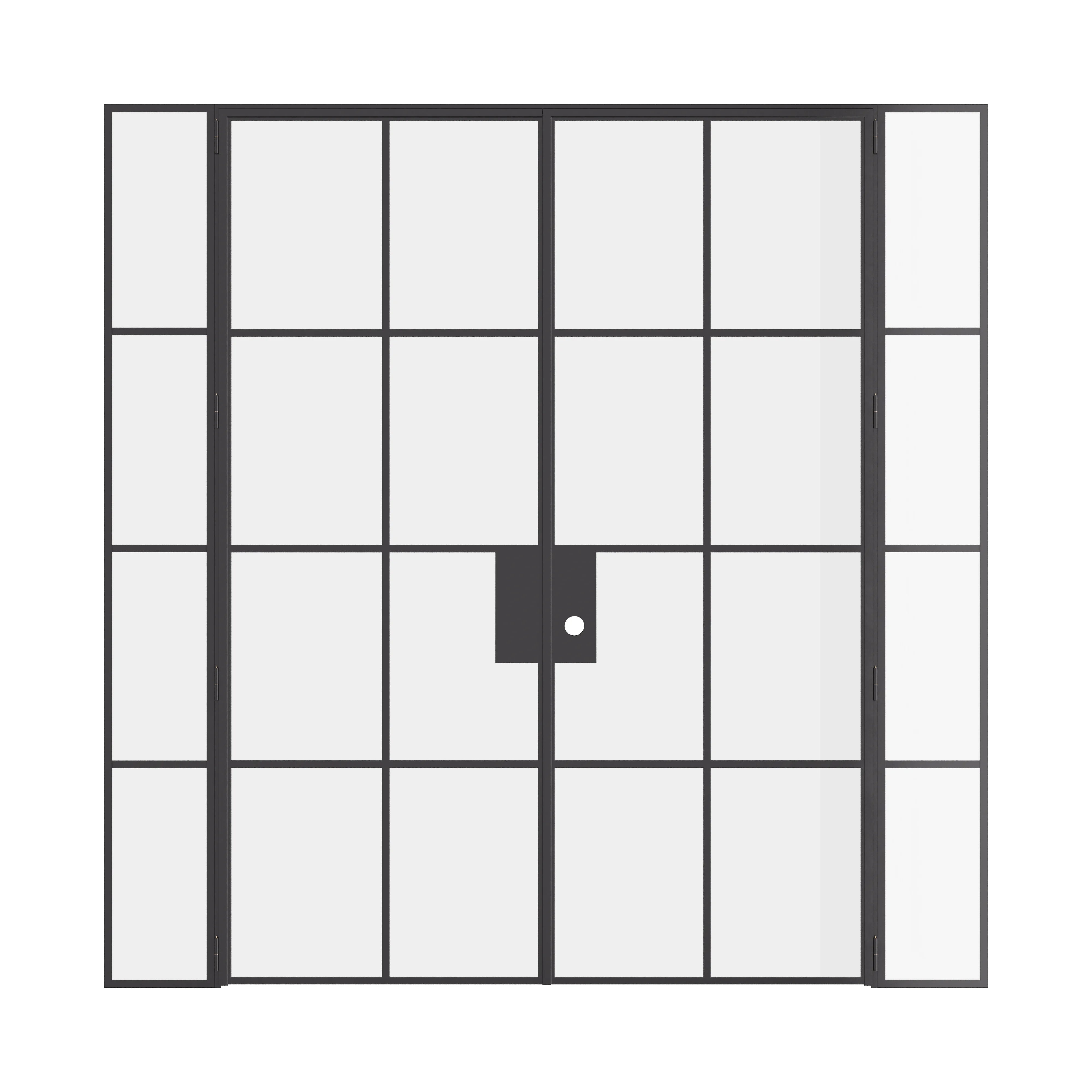 Air 5 interior double flat modular steel doors with glass sidelights