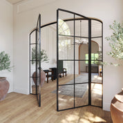 Interior double mini arch modular steel doors with side glass