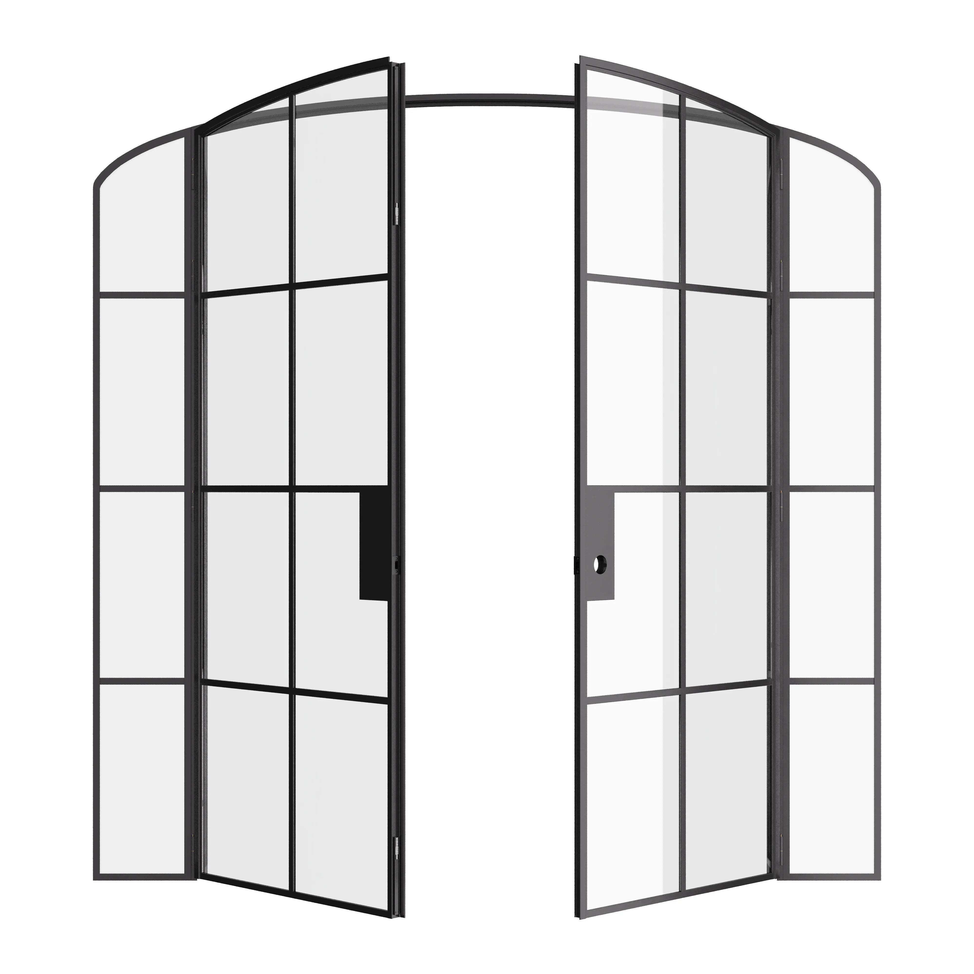 Air 5 double mini arch interior doors with side windows in modular steel design