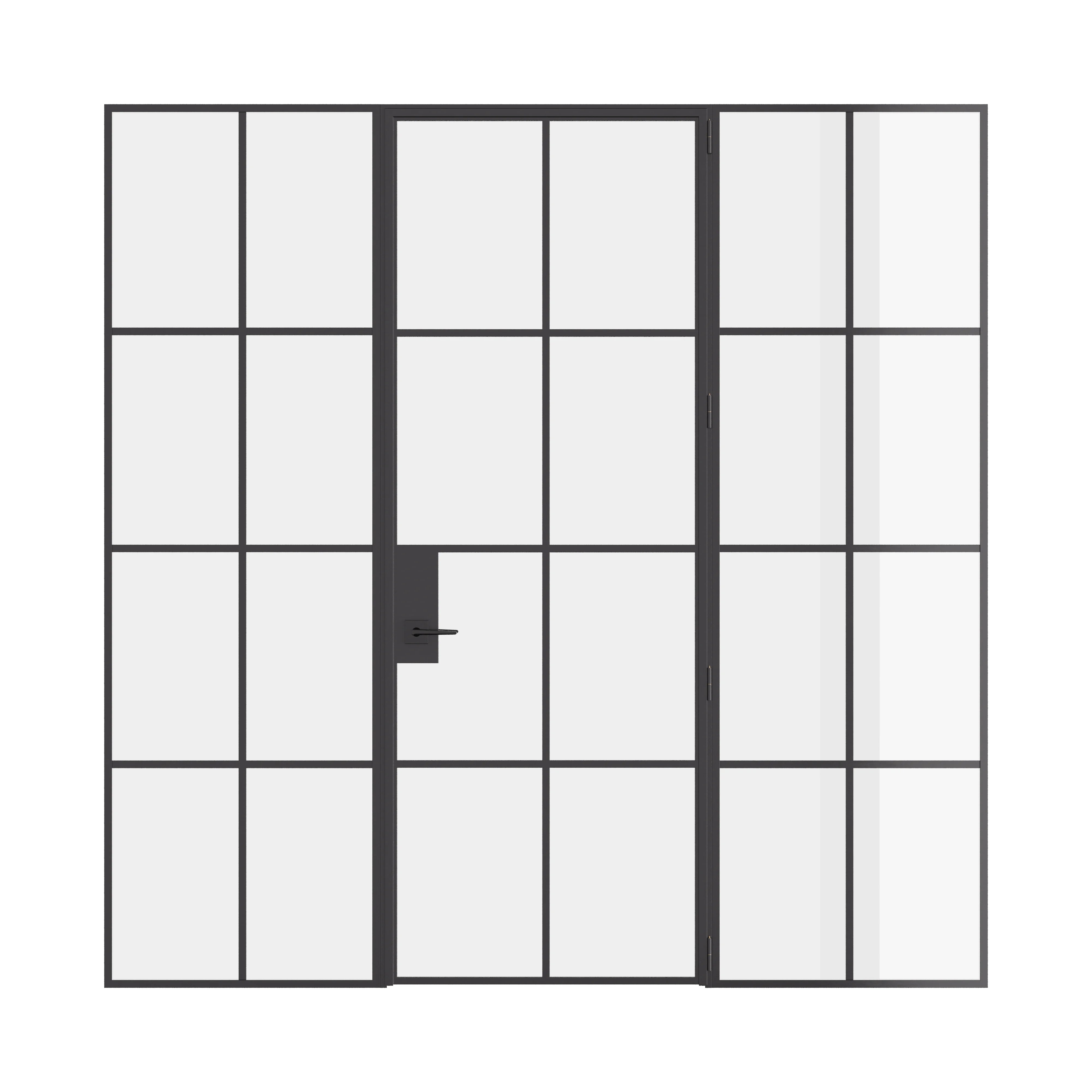 Air 5 interior single flat steel door with sidelights, modular build