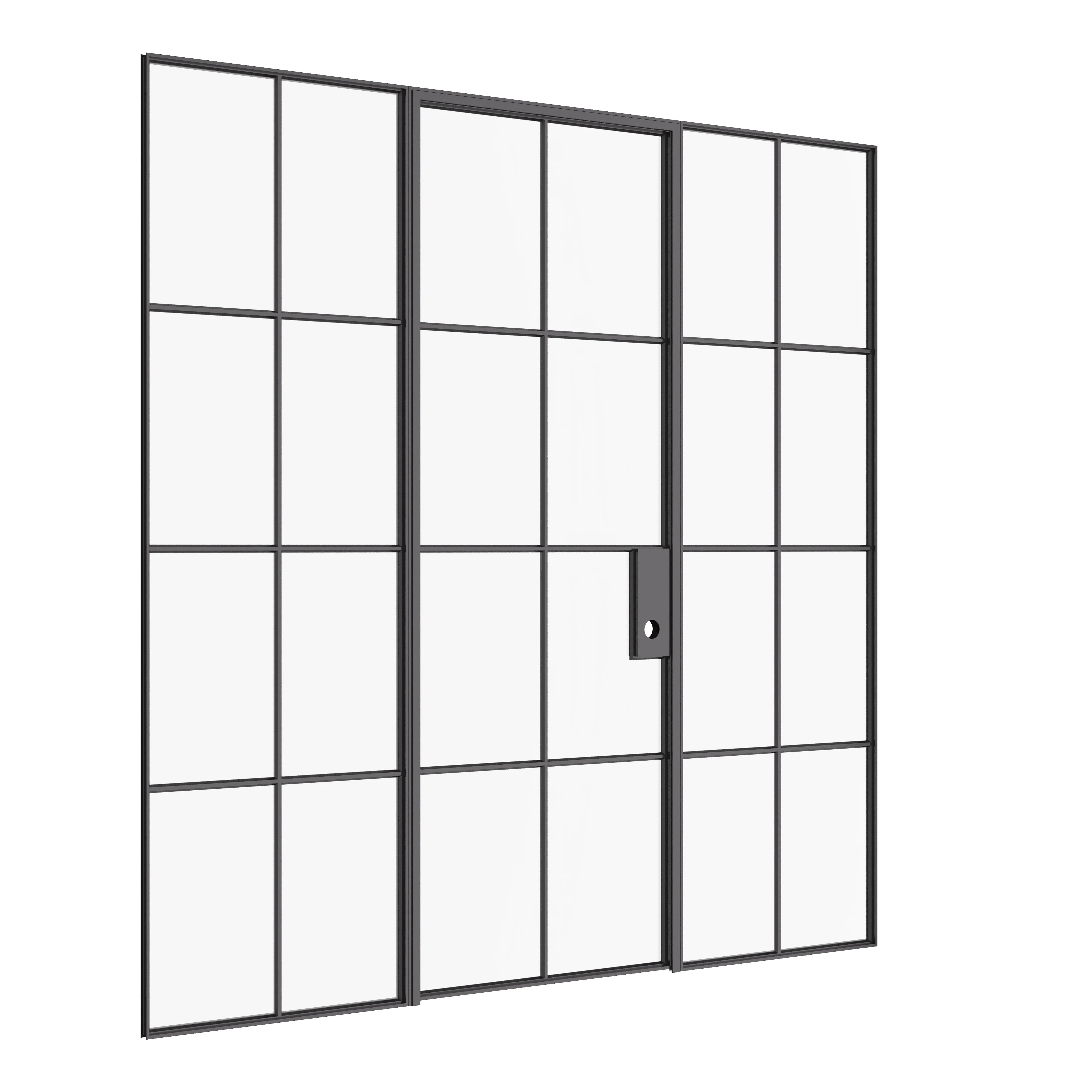 Air 5 interior single flat solid steel door with side glass panels