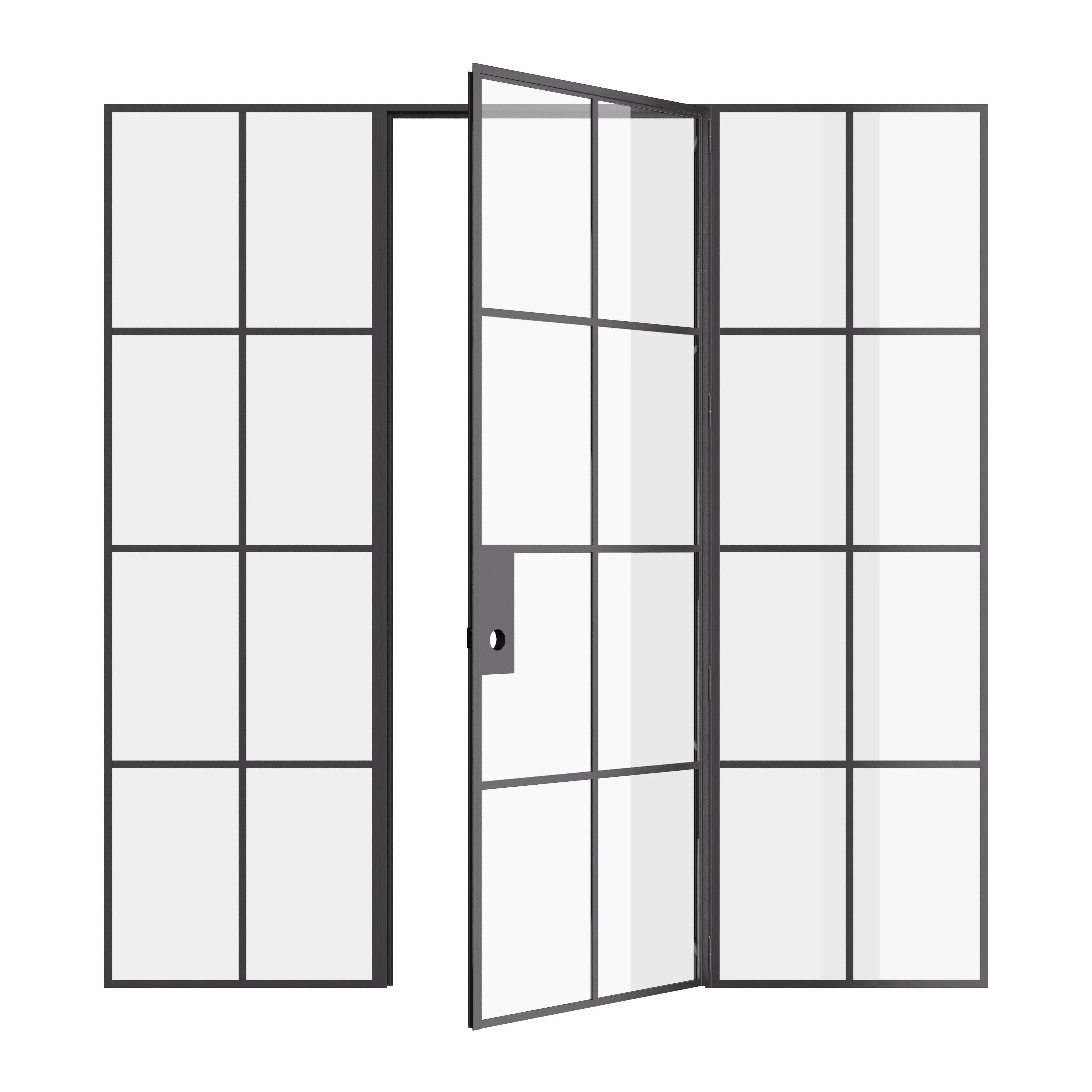 Air 5 interior single flat black steel door with side windows