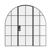 Air 5 single full arch interior door with side windows in Ottostumm steel