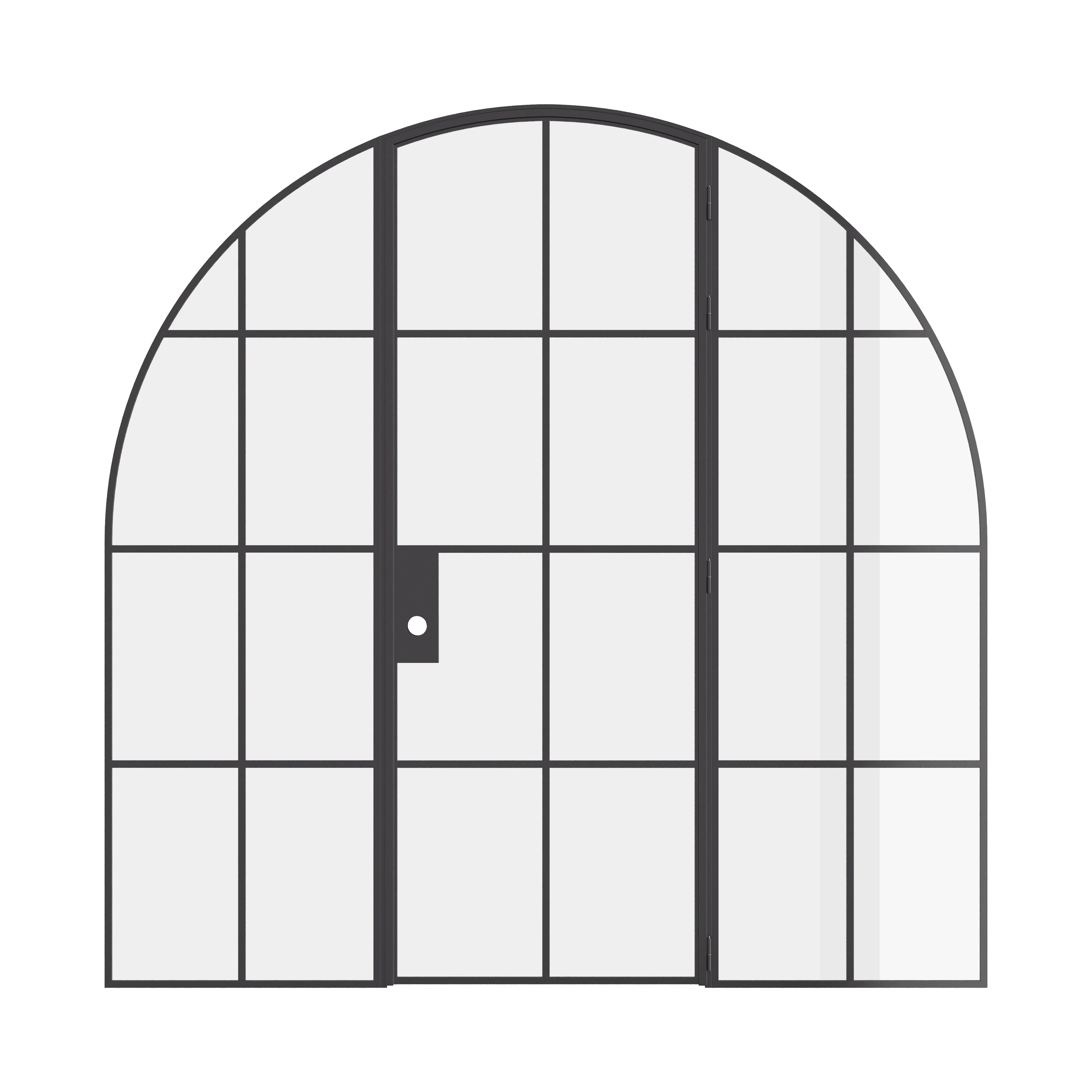 Air 5 single full arch interior door with side windows in Ottostumm steel