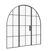 Interior single full arch hot-rolled steel door with sidelights