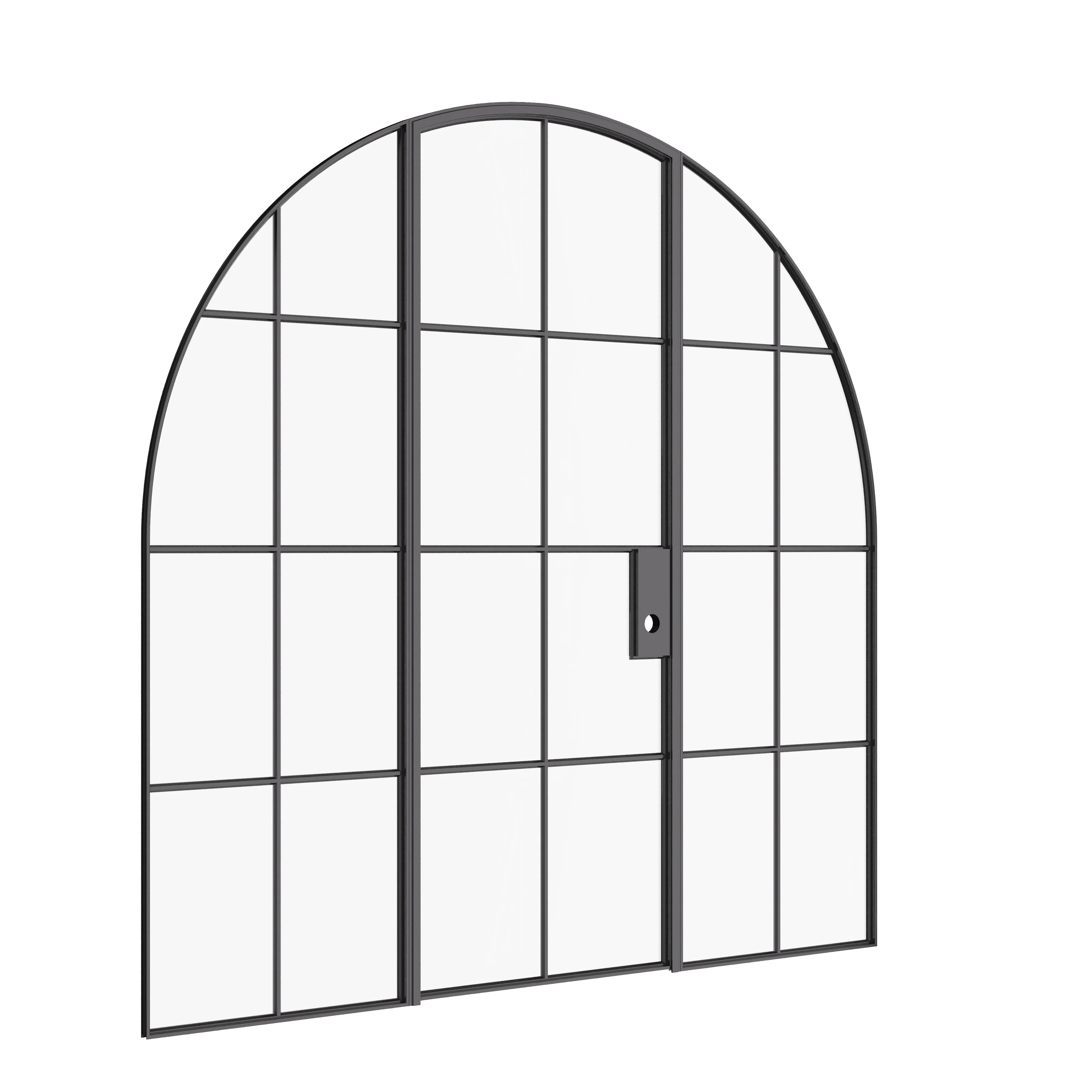 Interior single full arch hot-rolled steel door with sidelights
