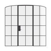 Interior single mini arch steel door with sidelights, black finish