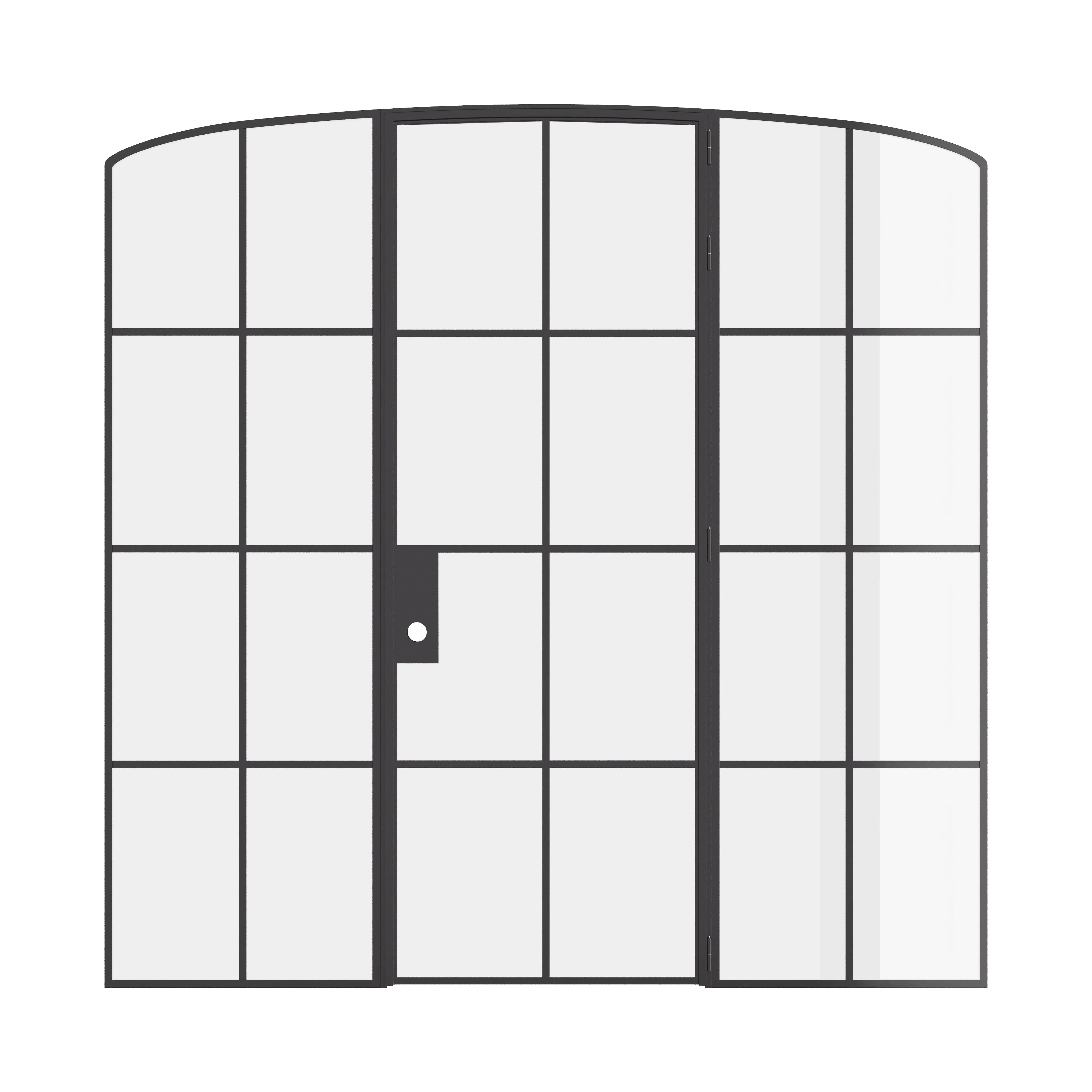 Air 5 single mini arch interior door with sidelights in black steel modular build