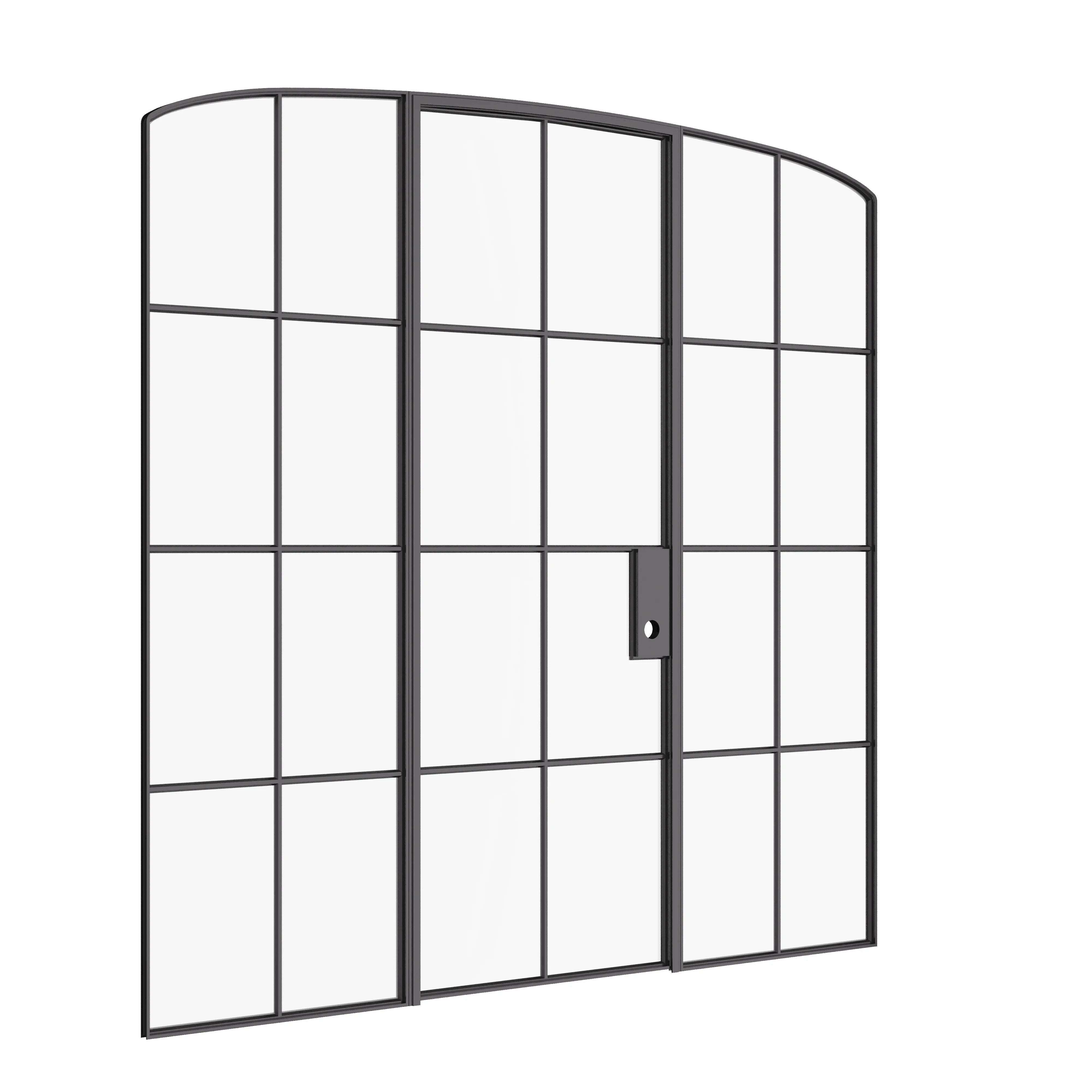 Interior single mini arch hot-rolled steel door with sidelights