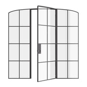 Interior single mini arch solid steel door with glass panels