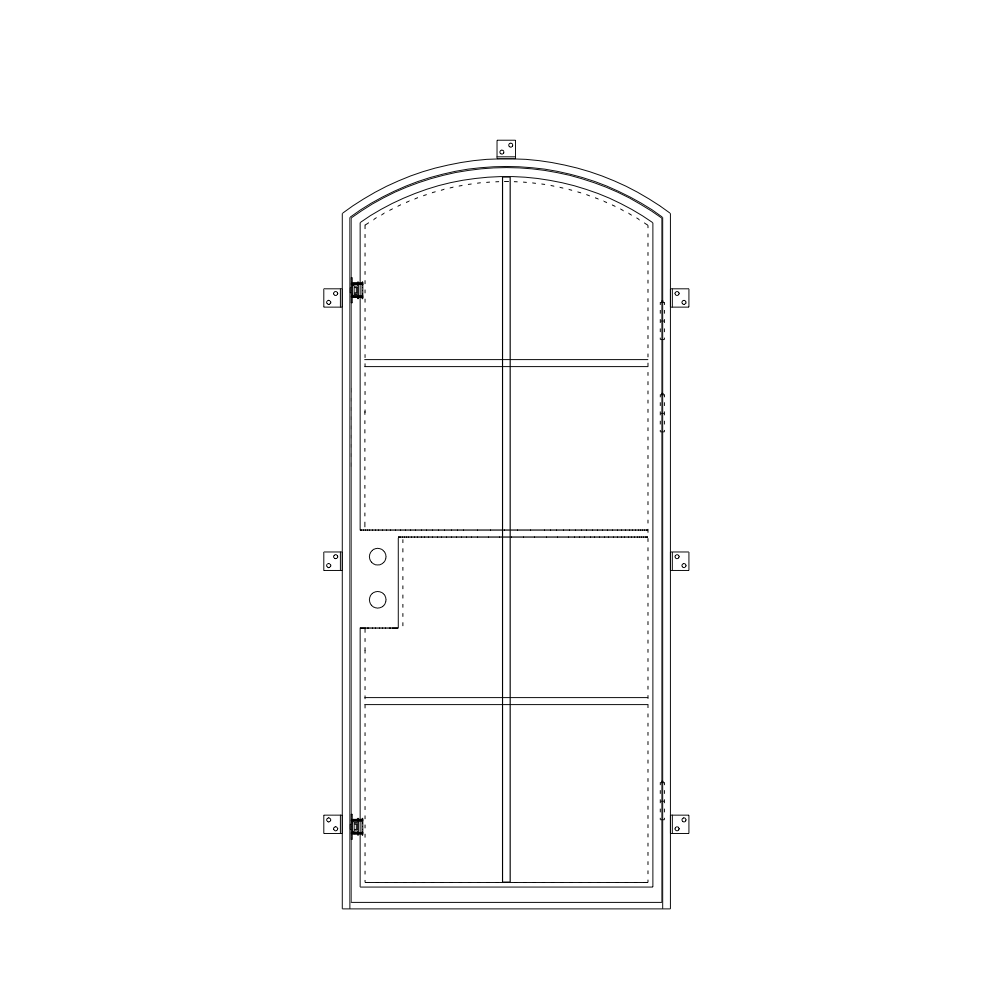 Steel and Glass Entry Door with Arch Top CAD