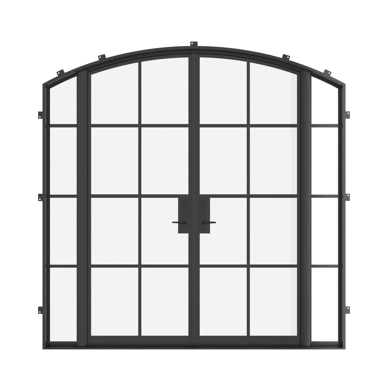 double arch steel door with sidelights and thermal break