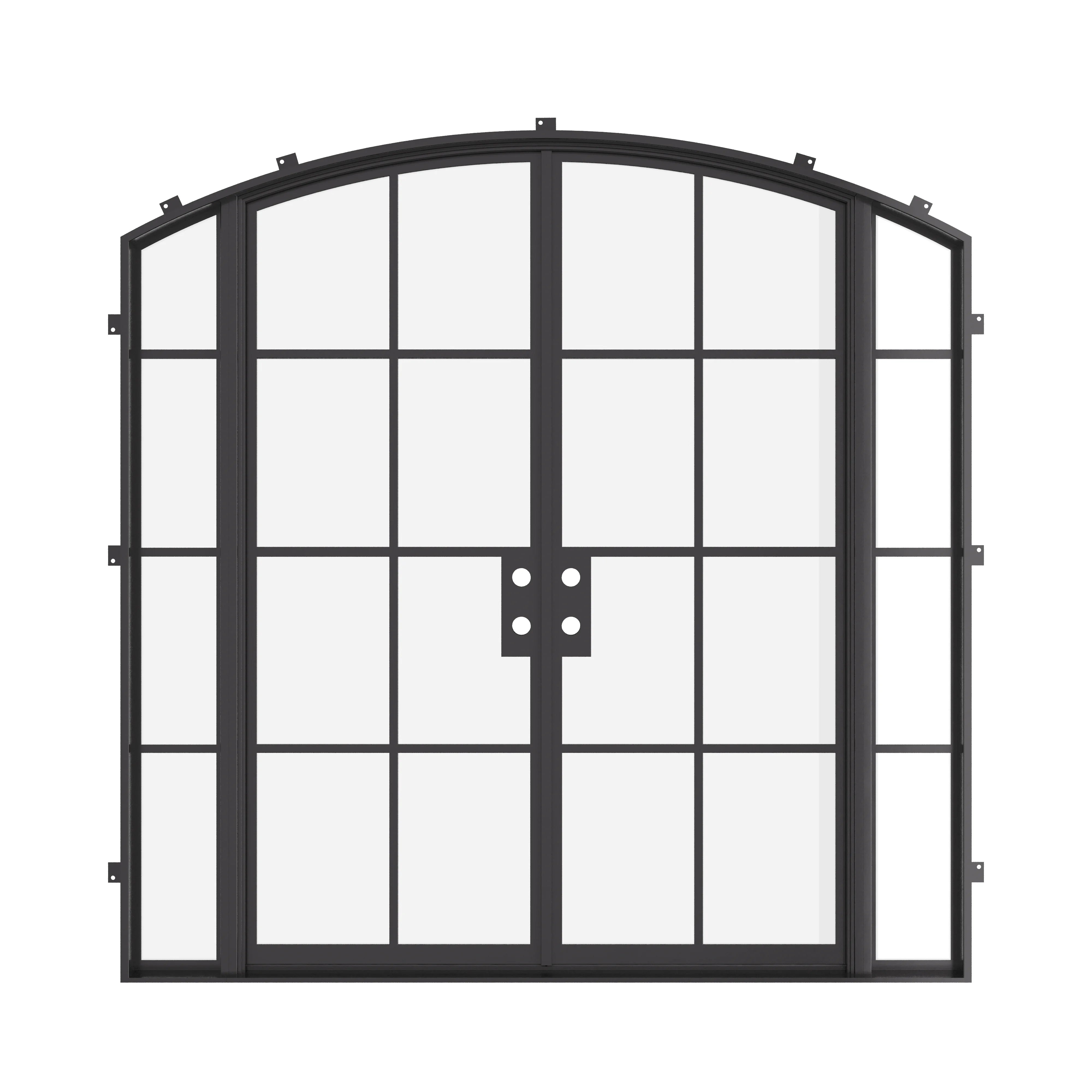 Premium double arch steel entry door with sidelights