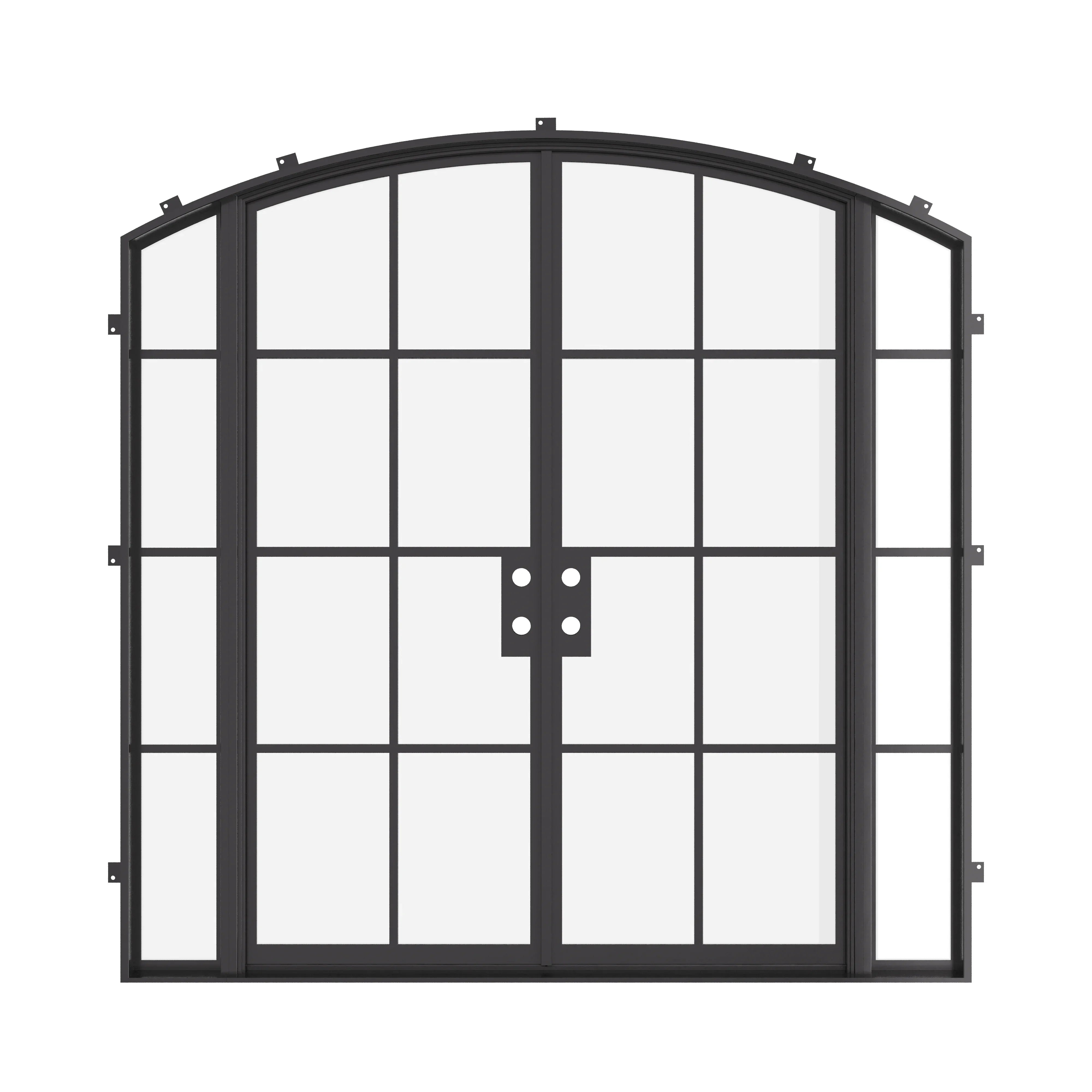exterior double arch door with glass sides and insulation