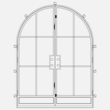 Load image into Gallery viewer, Modern Steel Double Full Arch Doors with decorative kickplate