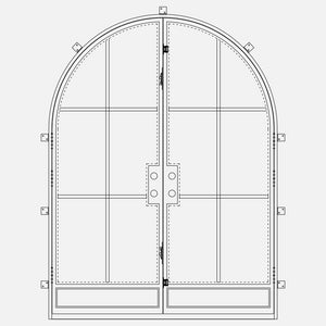 Modern Steel Double Full Arch Doors with decorative kickplate