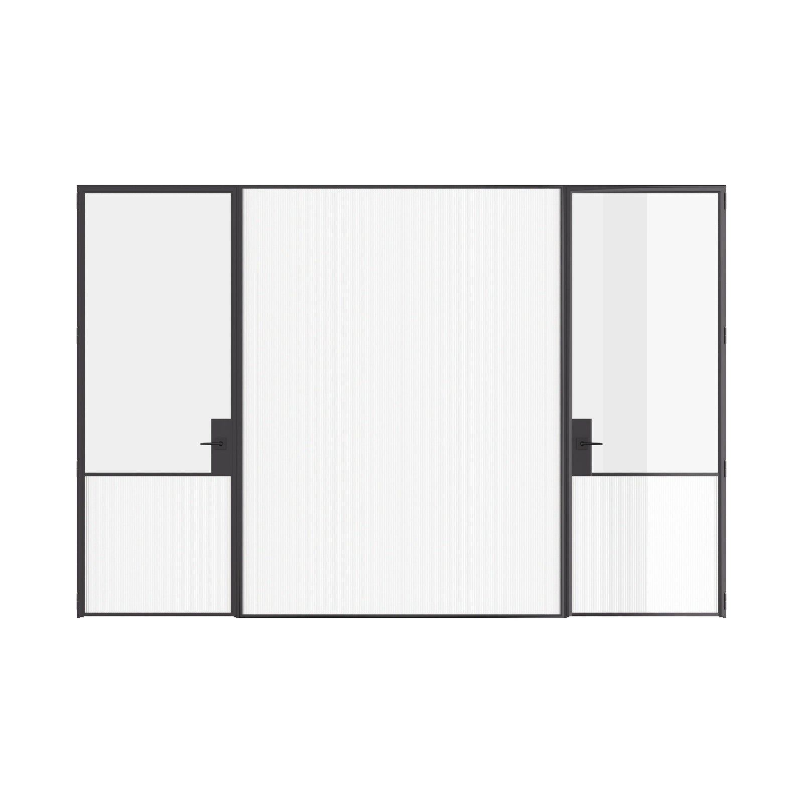 Air Grand interior steel double doors with center fixed glass panel, slim OTTOSTUMM hot-rolled steel frame with narrow sightlines
