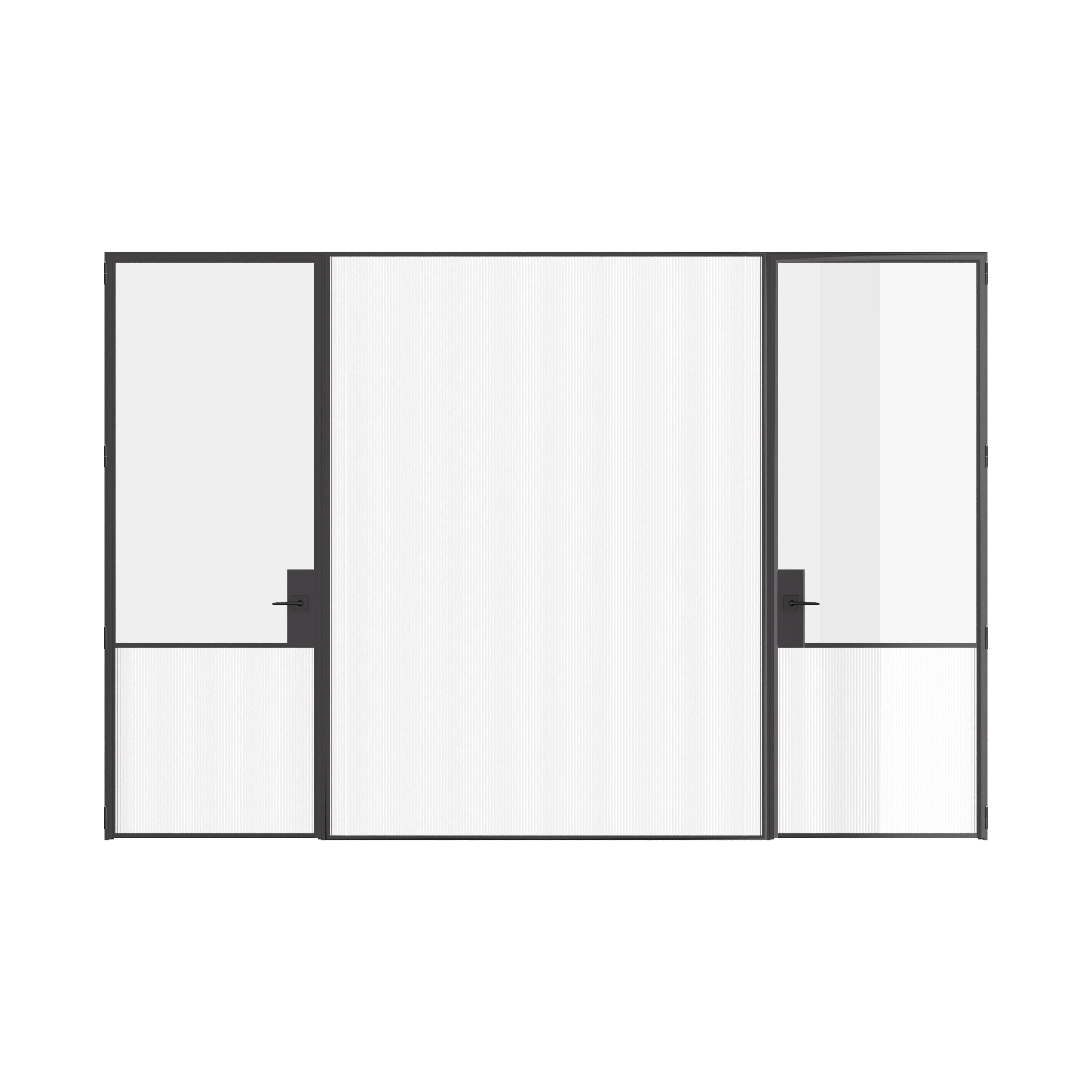Air Grand interior steel double doors with center fixed glass panel, slim OTTOSTUMM hot-rolled steel frame with narrow sightlines