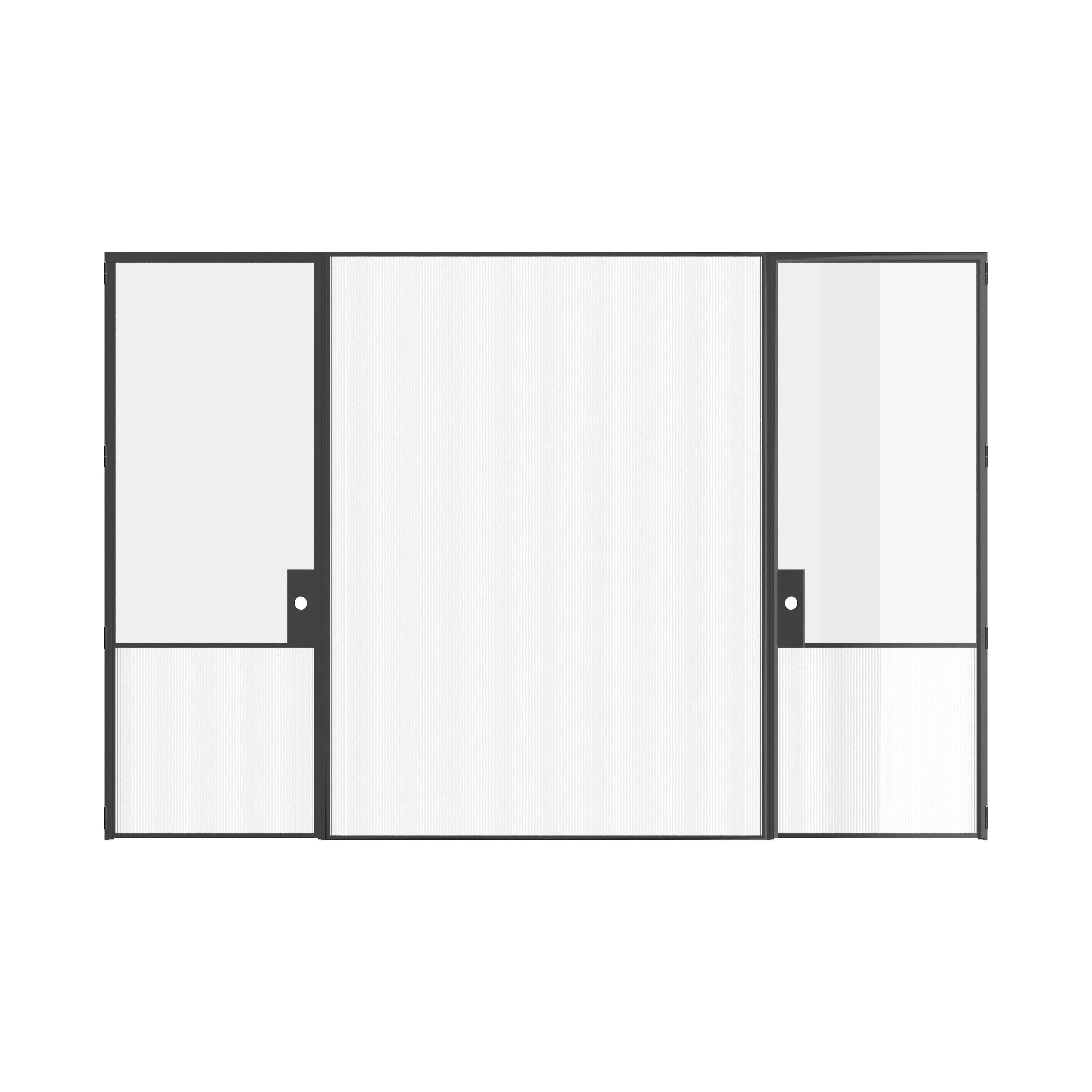 Luxury interior architectural steel doors with central glass panel, Air Grand slim OTTOSTUMM hot-rolled steel construction
