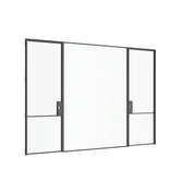 Contemporary interior glass steel double doors with center lite panel, Air Grand slim hot-rolled OTTOSTUMM steel frame
