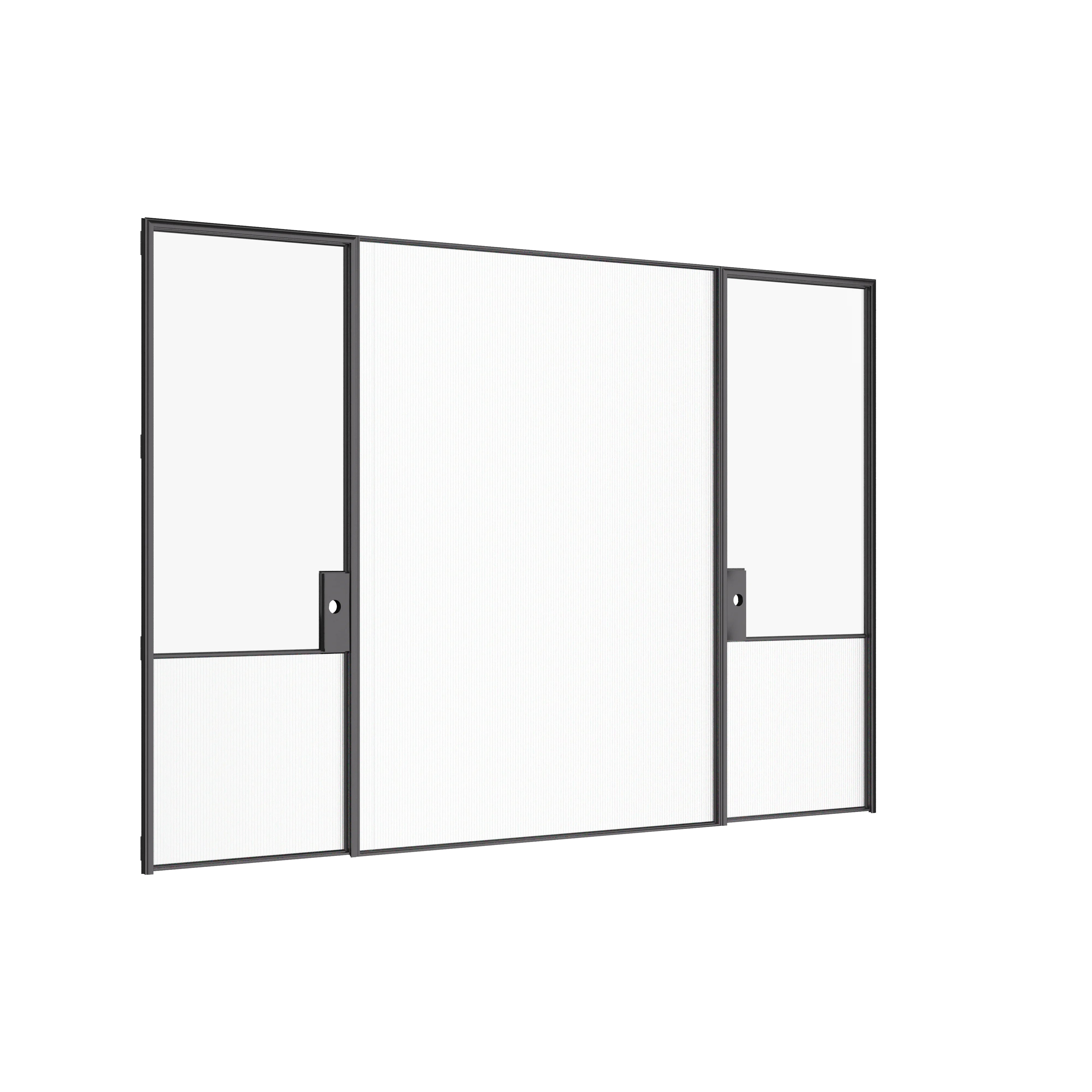 Contemporary interior glass steel double doors with center lite panel, Air Grand slim hot-rolled OTTOSTUMM steel frame