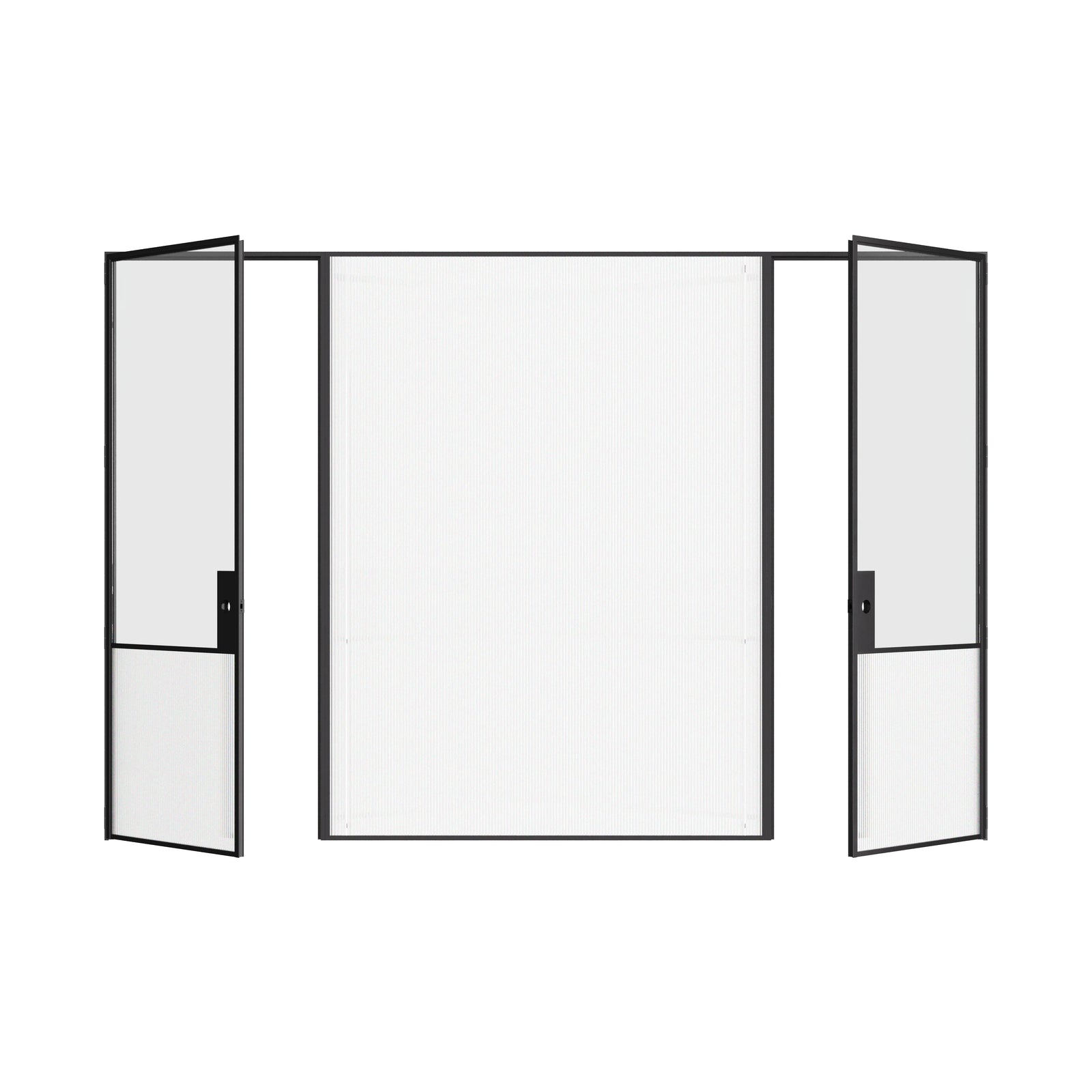 Designer interior steel double doors with fixed center panel, Air Grand OTTOSTUMM steel with narrow profiles