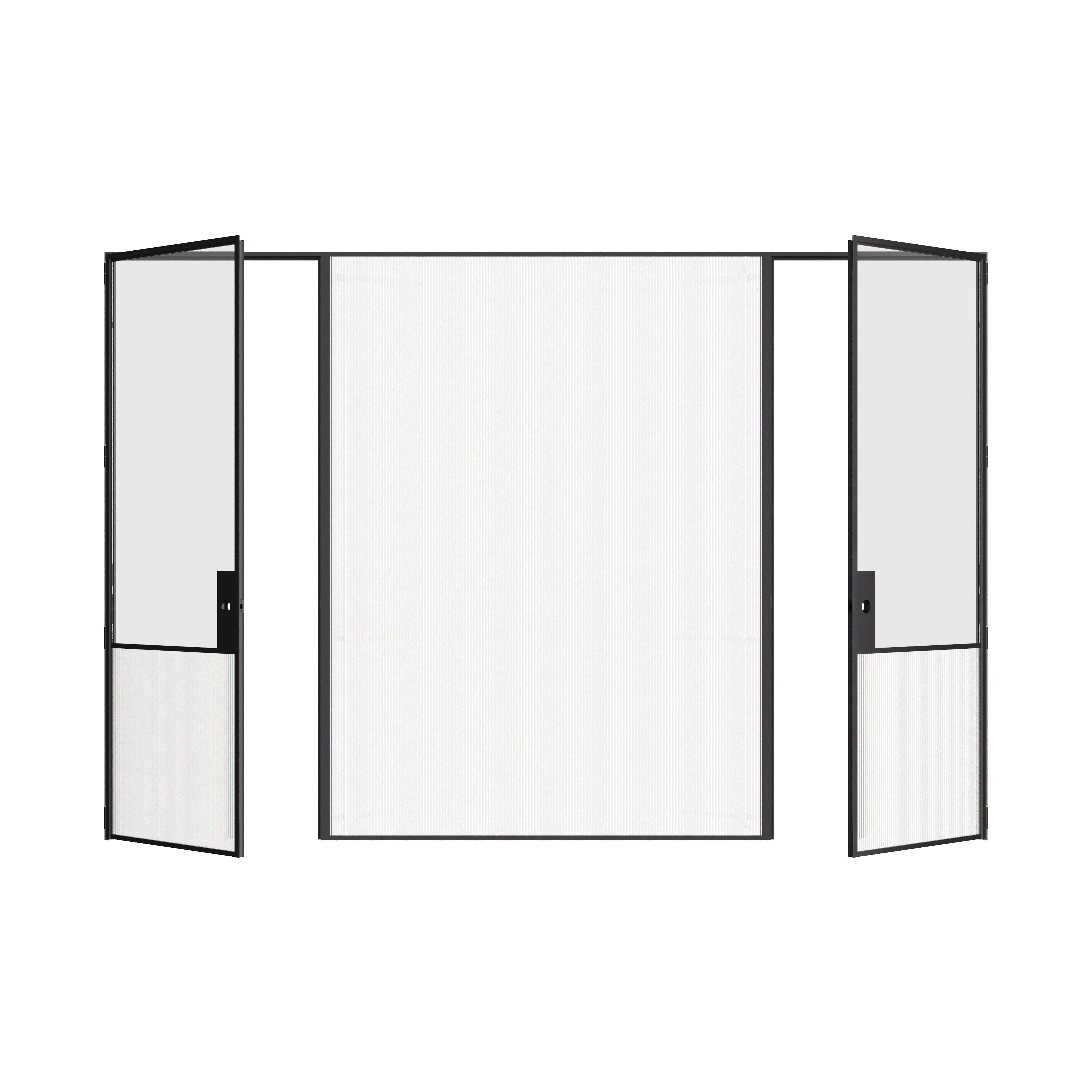 Designer interior steel double doors with fixed center panel, Air Grand OTTOSTUMM steel with narrow profiles