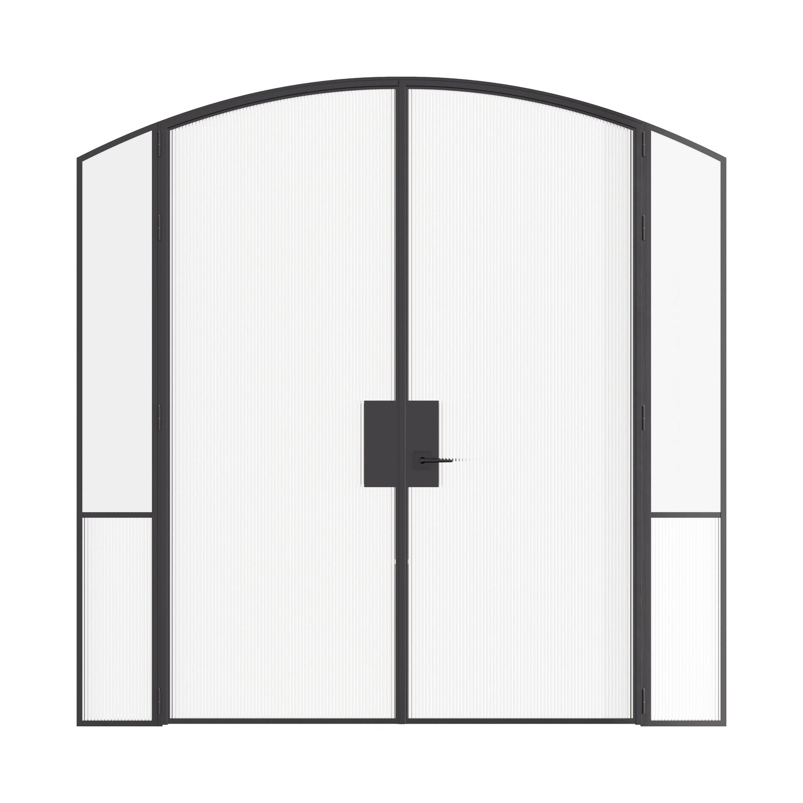 Air Grand interior steel double arch doors with sidelights, slim OTTOSTUMM hot-rolled steel frame with removable threshold