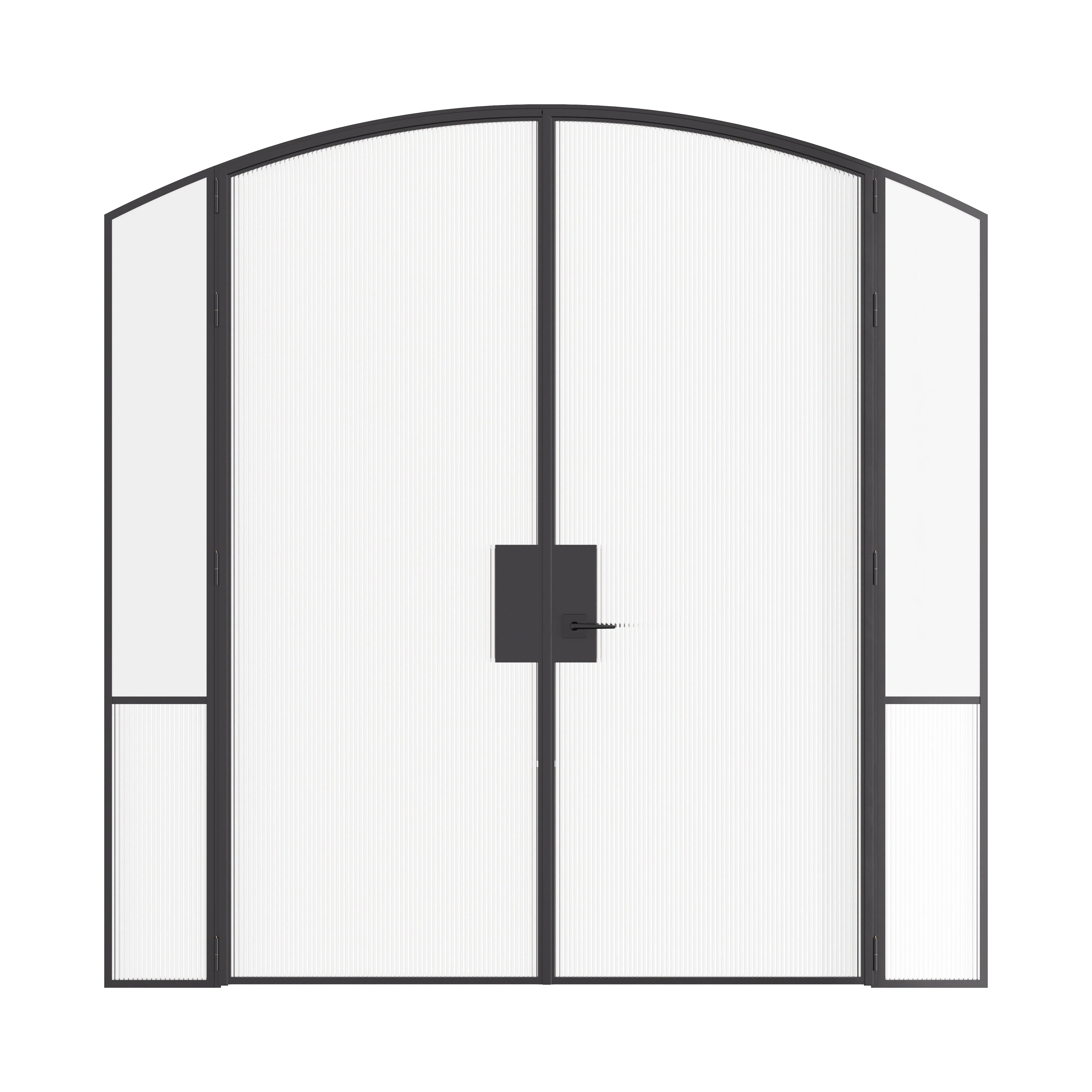 Air Grand interior steel double arch doors with sidelights, slim OTTOSTUMM hot-rolled steel frame with removable threshold