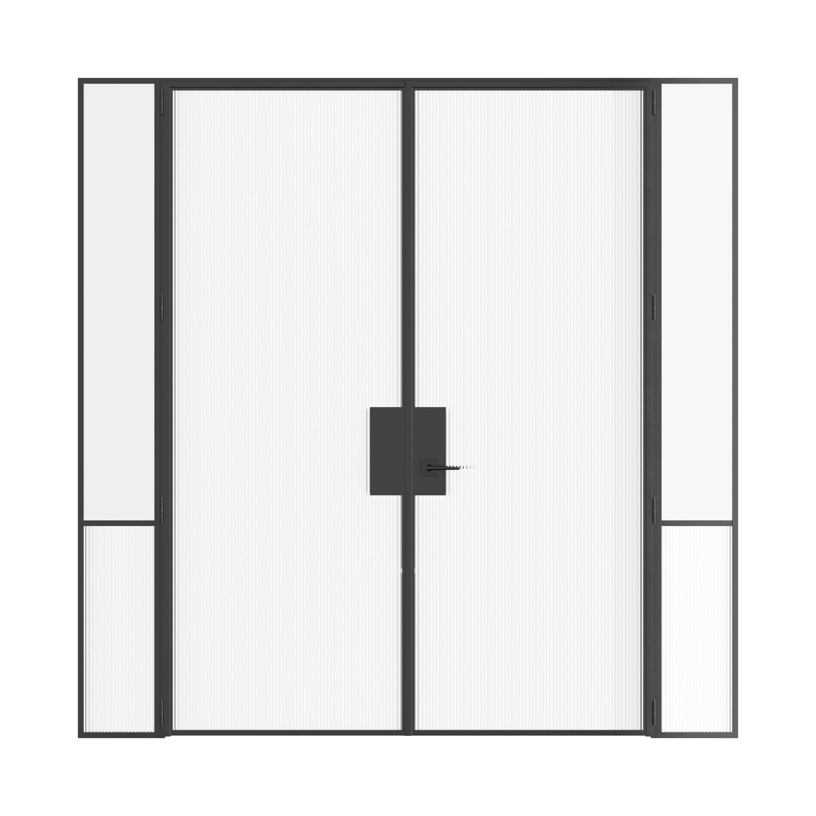 Air Grand interior steel double doors with sidelights and flat top design, slim OTTOSTUMM hot-rolled steel frame