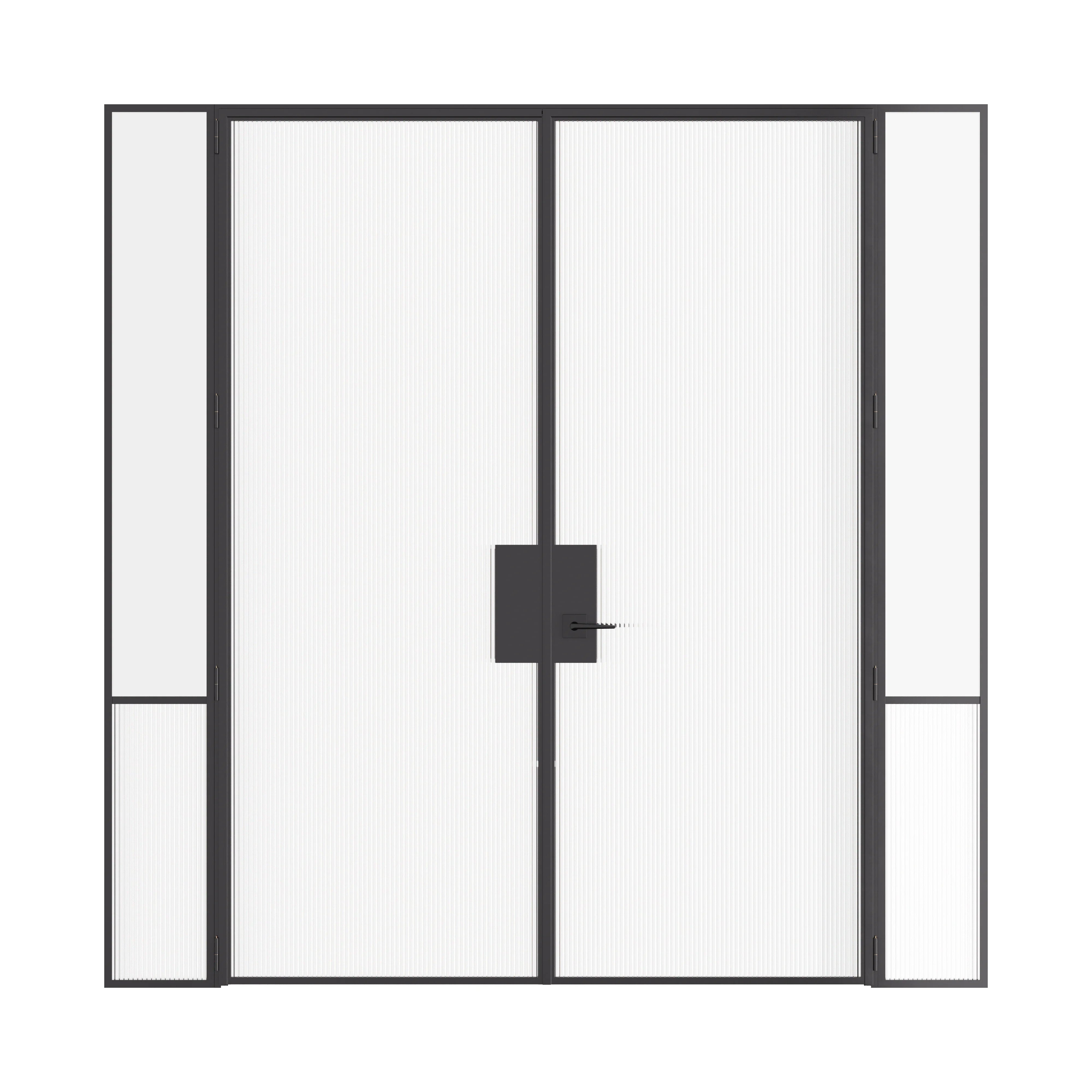 Air Grand interior steel double doors with sidelights and flat top design, slim OTTOSTUMM hot-rolled steel frame