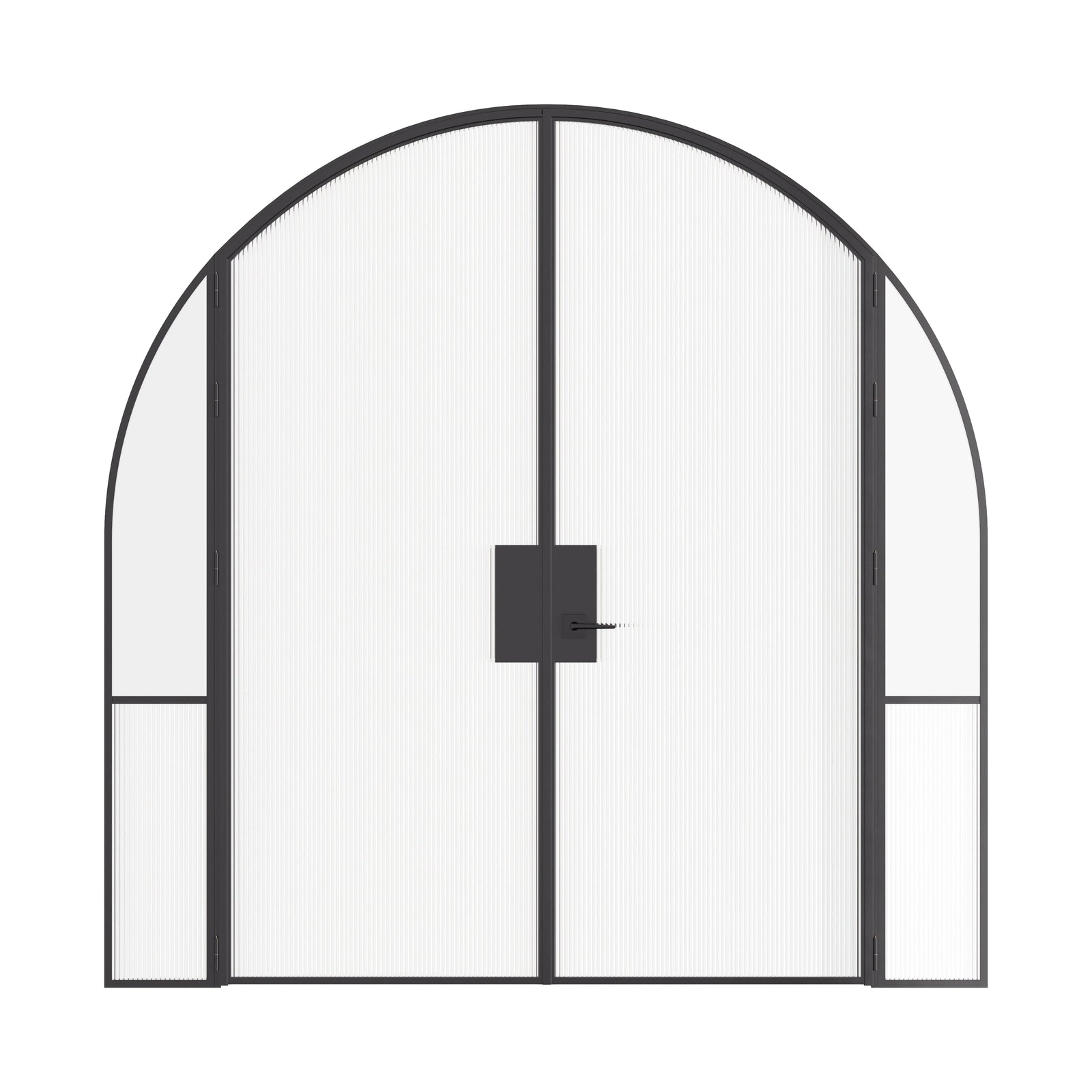 Air Grand interior steel double doors with sidelights and full arch tops, slim OTTOSTUMM hot-rolled steel frame